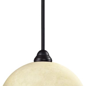 Z-Lite 2114MP-BRZ-DGM14 Cobra One Light colgante, marco de acero, acabado de bronce y sombra moteado dorado de material de vidrio Z-Lite 2114MP-BRZ-DGM14 Cobra One Light colgante, marco de acero, acabado de bronce y sombra moteado dorado de material de vidrio