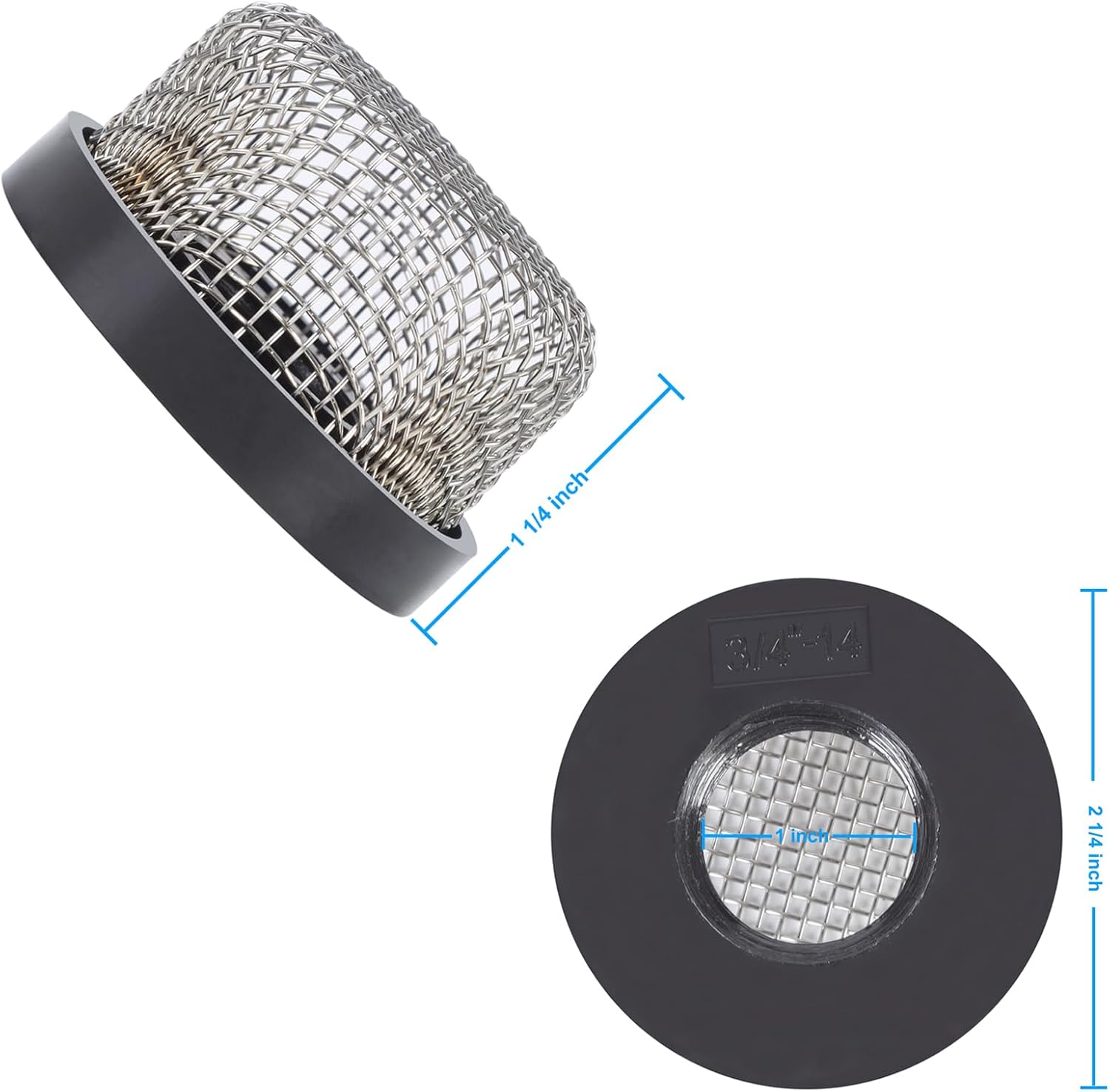 Filtro de malla de acero inoxidable, compatible con bomba Livewell, se adapta a  pulgadas – 14 hilos hembra, mejora el filtrado y la aireación