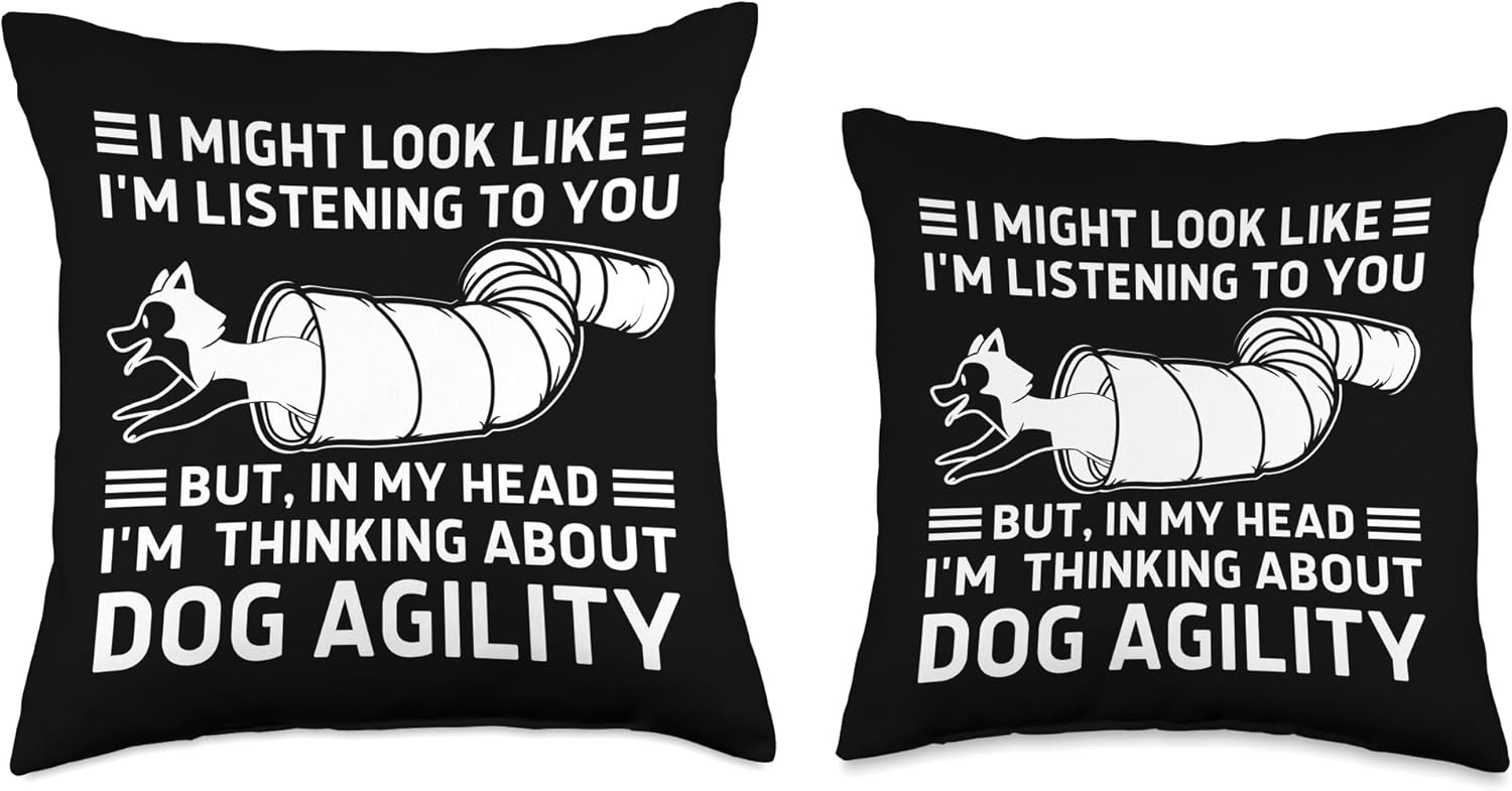 Head, Funny Dog Agility – Almohada de 18 x 18 pulgadas, multicolor