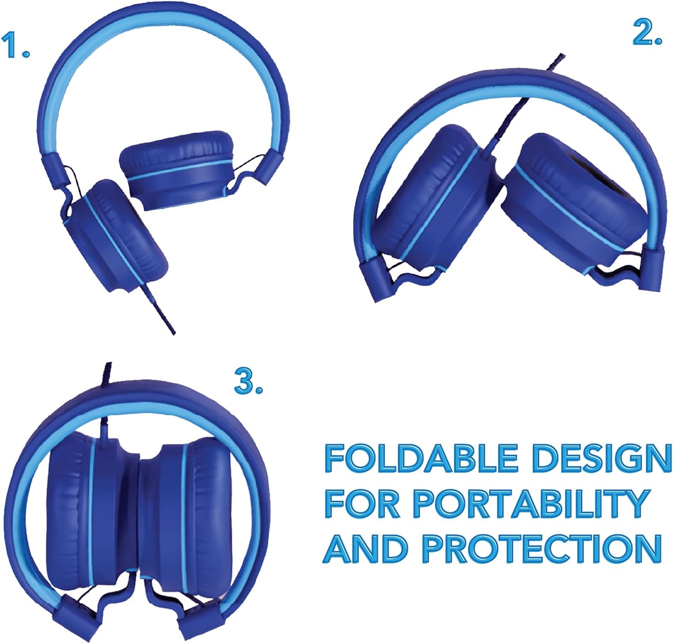 TALK WORKS Auriculares con cable para niños, audífonos sobre la oreja para el hogar, la escuela y los juegos, ligeros, portátiles, acolchados y