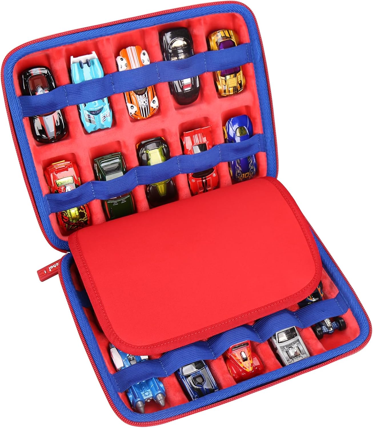 Mchoi Estuche de transporte a prueba de golpes para Hot Wheels 20 coches, organizador de auto de juguete para tu caja de cerillas, color rojo, solo