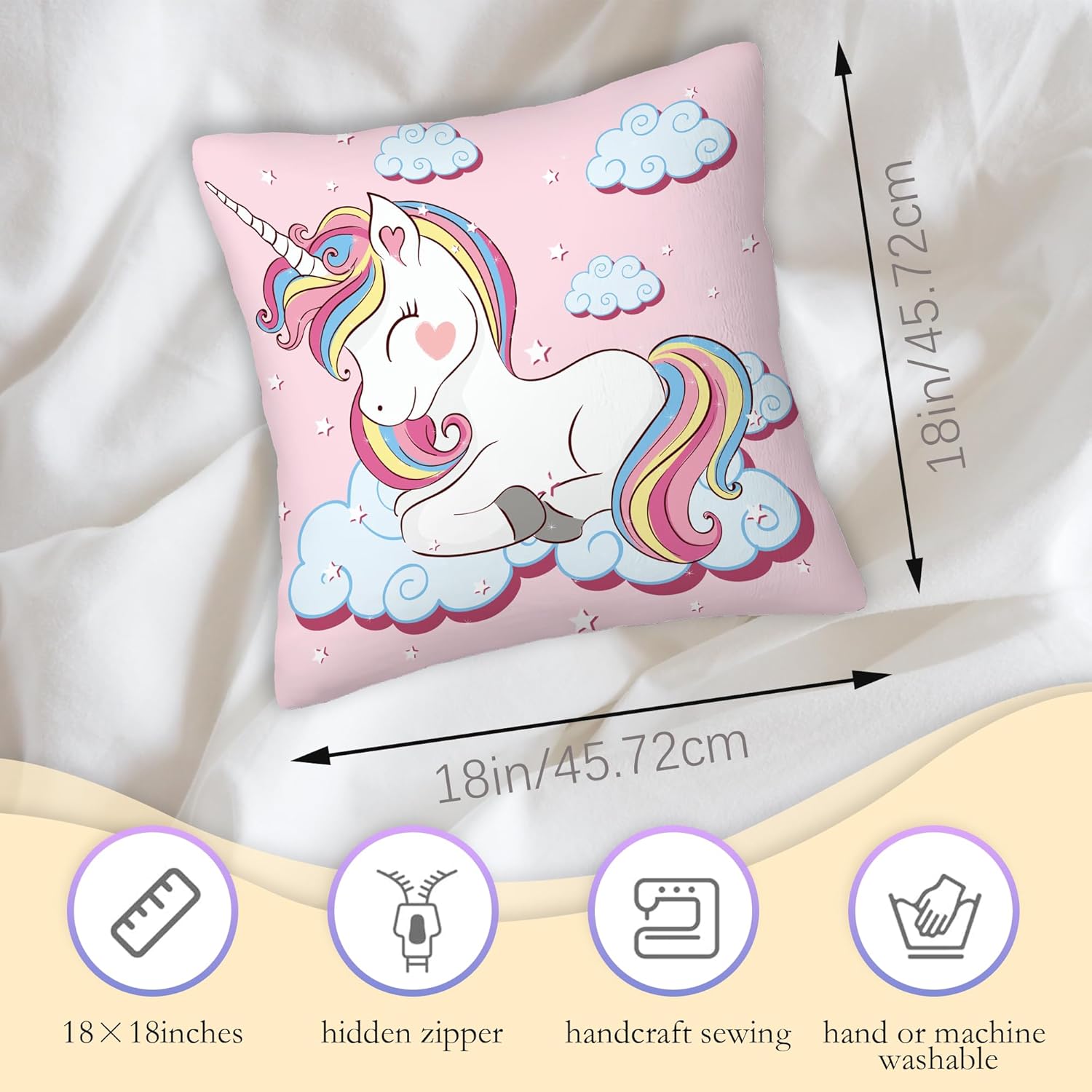 SKYDAWNY Juego de 2 fundas de almohada de unicornio de 18 x 18 pulgadas, diseño de estrellas y nubes de arcoíris, fundas de almohada decorativas,