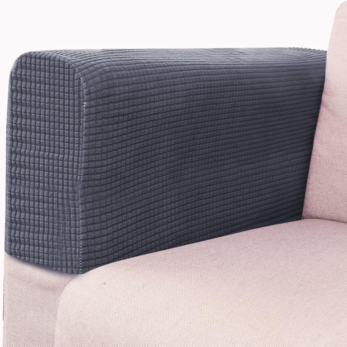 SUPVOX 2 fundas elásticas universales para reposabrazos de sofá, color gris oscuro, fundas elásticas lavables para sofá y oficina en casa, tela