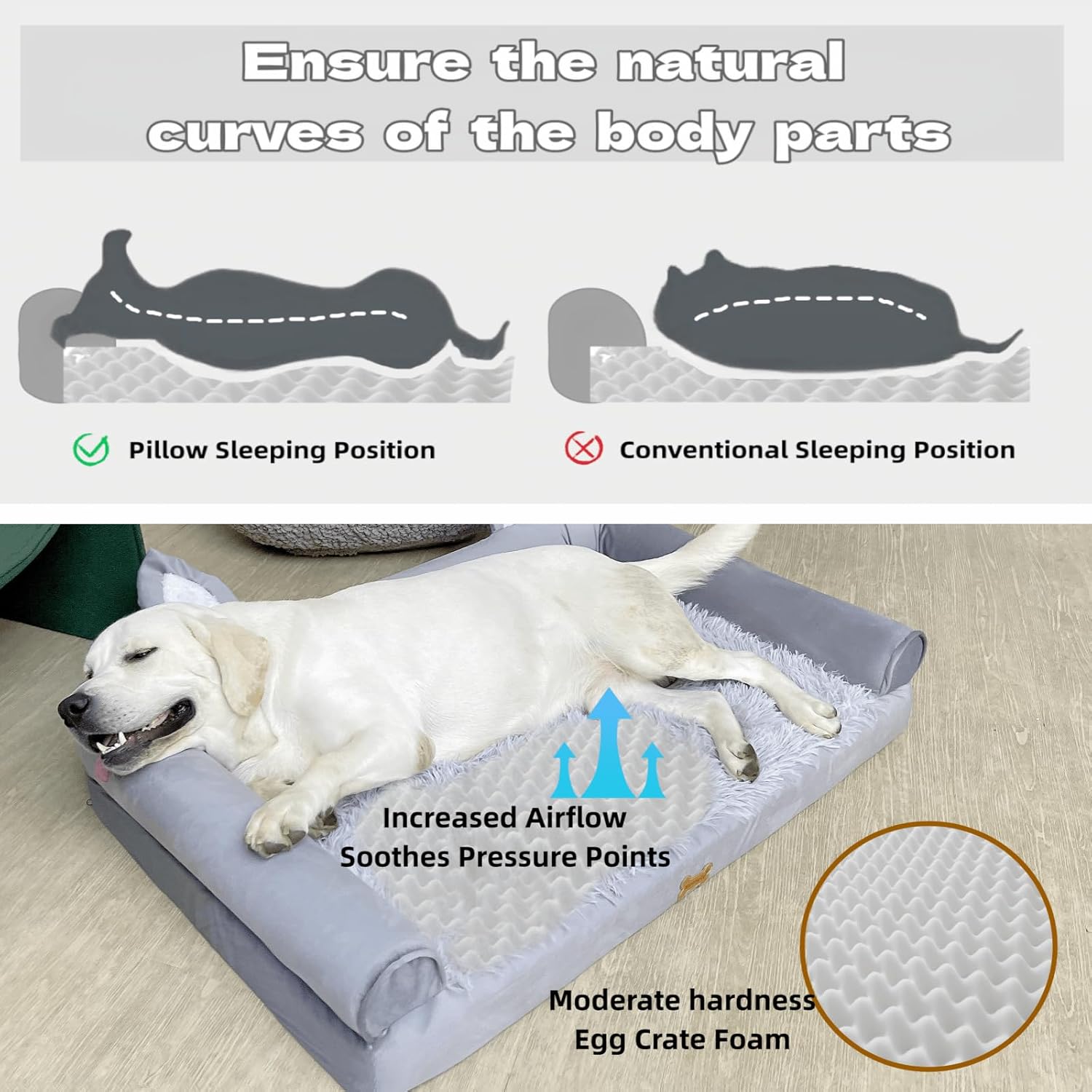 Camas para perros pequeños, medianos y grandes, sofá cama para perros con forro y parte inferior antideslizante de 27.6 x 19.7 x 5.9 pulgadas. Sofá