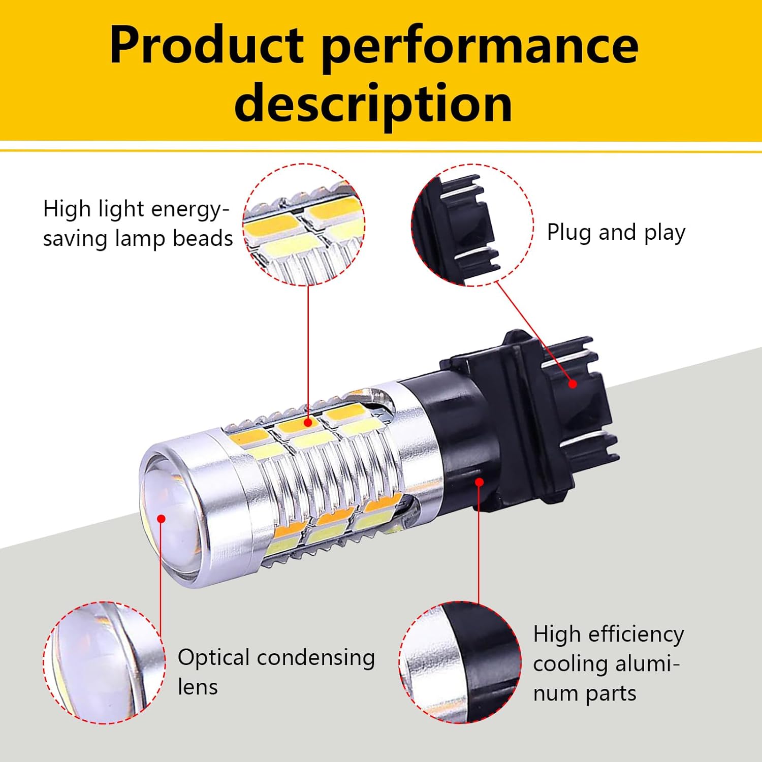 ZBGUN T25 3157 20SMD – Luz intermitente de doble color con proyector, repuesto para luces de freno de freno trasero, par de 2 interruptores ámbar