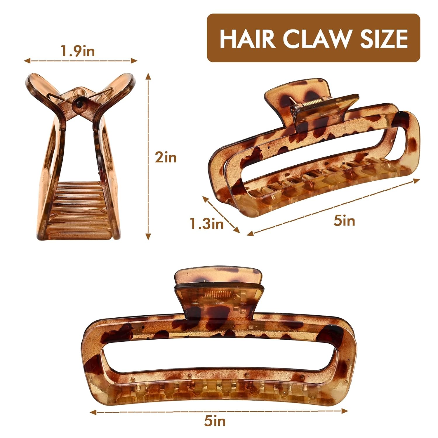 Aaiffey Paquete de 8 pinzas grandes para el cabello grueso, rizado, largo, cuadrado, de sujeción fuerte, pinzas de mandíbula mate, medianas,