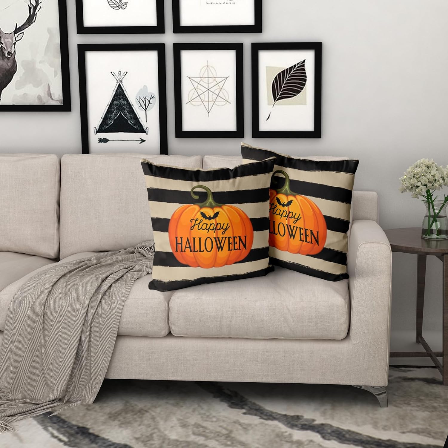 Fundas de almohada de Halloween de 18 x 18 pulgadas, fundas de almohada decorativas de calabaza de Halloween para festival, funda de almohada