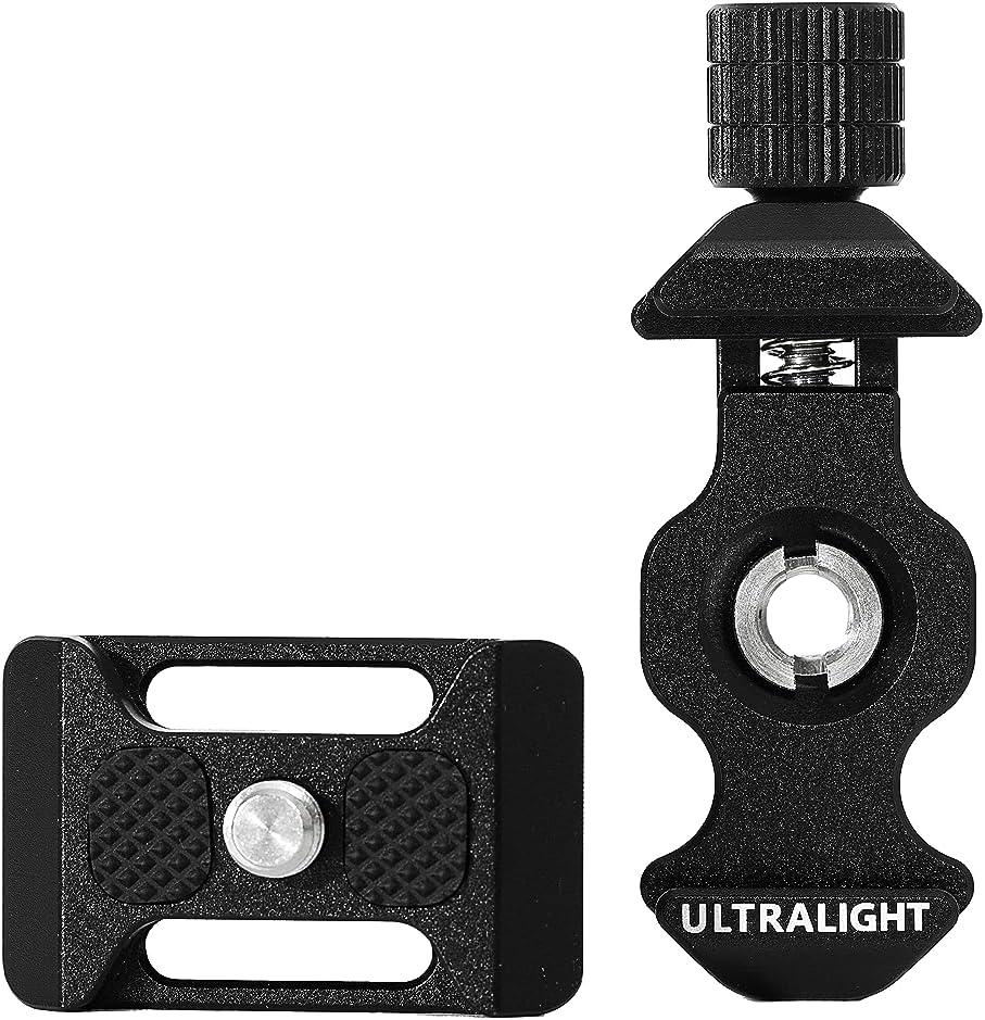 Ultralight Abrazadera Arca Swiss de 0.81oz23g con clip de captura de 0.37oz10g compatible con mini placa de liberación rápida Arca Swiss