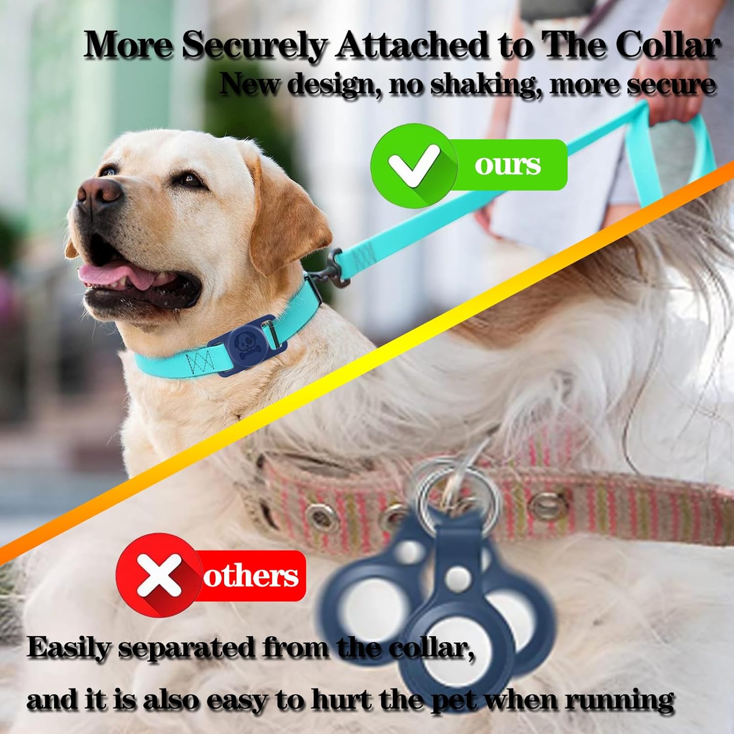 Paquete de 2 soportes impermeables para collar de perro AirTag compatibles con Apple AirTag, soporte de silicona oculto para Airtag Tracker,