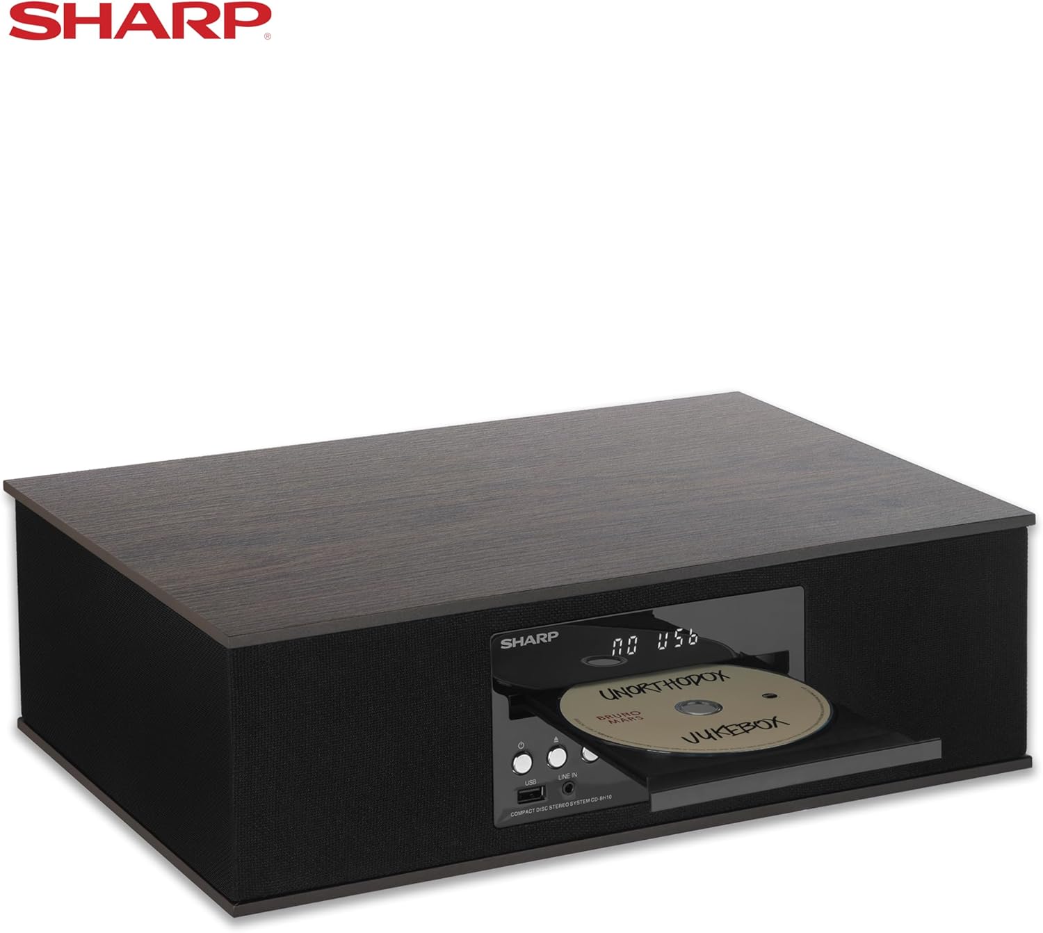 Sharp CD-BH10 – Sistema de altavoces de madera, reproductor de CD y reproductor de CD, estilo vintage, aspecto retro, micro componente, inalámbrico,