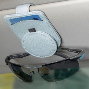 Soporte para lentes de sol para visera solar de automóvil, clip de tarjeta de boleto de cuero, soporte magnético para anteojos (1 unidad, gris) Soporte para lentes de sol para visera solar de automóvil, clip de tarjeta de boleto de cuero, soporte magnético para anteojos (1 unidad, gris)