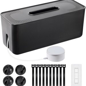 Caja organizadora de cables, caja organizadora de cables de montaje en pared para regletas de alimentación, cargadores, cable de computadora de TV, Caja organizadora de cables, caja organizadora de cables de montaje en pared para regletas de alimentación, cargadores, cable de computadora de TV,