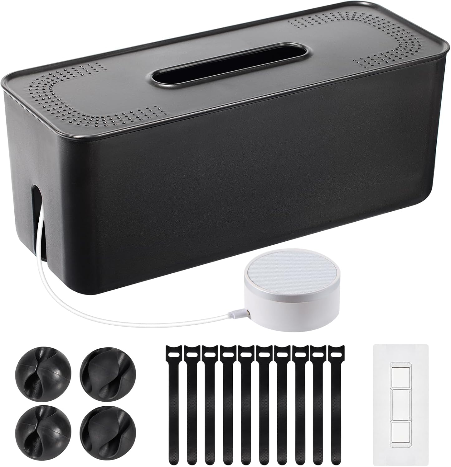 Caja organizadora de cables, caja organizadora de cables de montaje en pared para regletas de alimentación, cargadores, cable de computadora de TV,