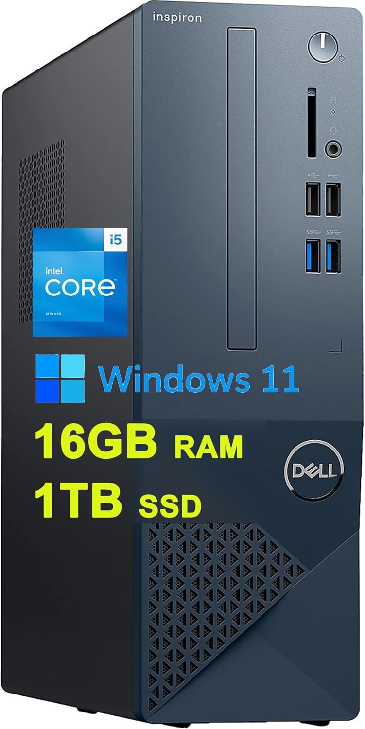 Dell Inspiron 3020S – Computadora de escritorio para pequeñas empresas 13 generación Intel 10-core i5-13400 procesador (Beats i7-11700) 16 GB de RAM