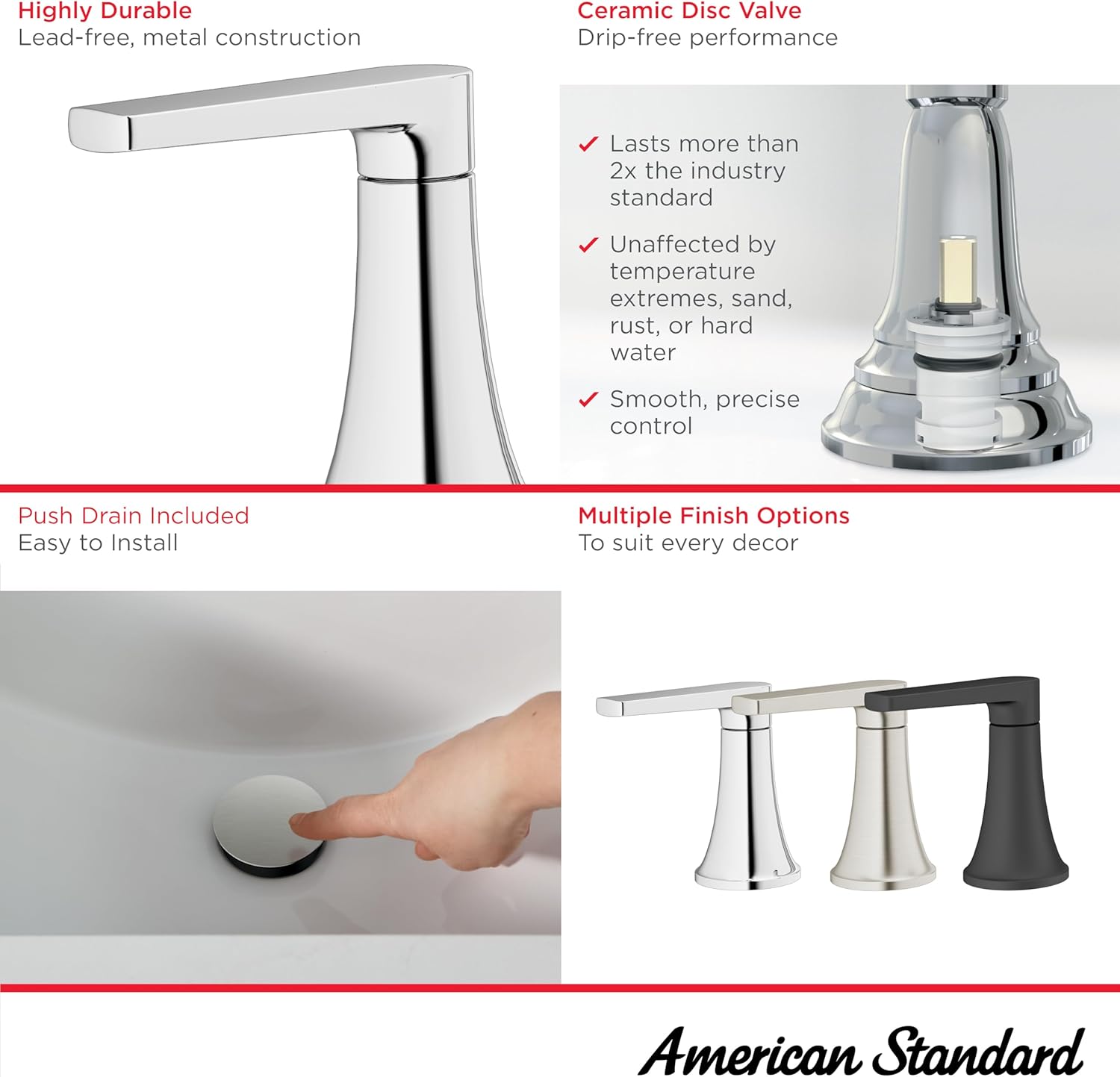 American Standard 7429801.002, grifo de baño Becklow de 8 pulgadas, cromado