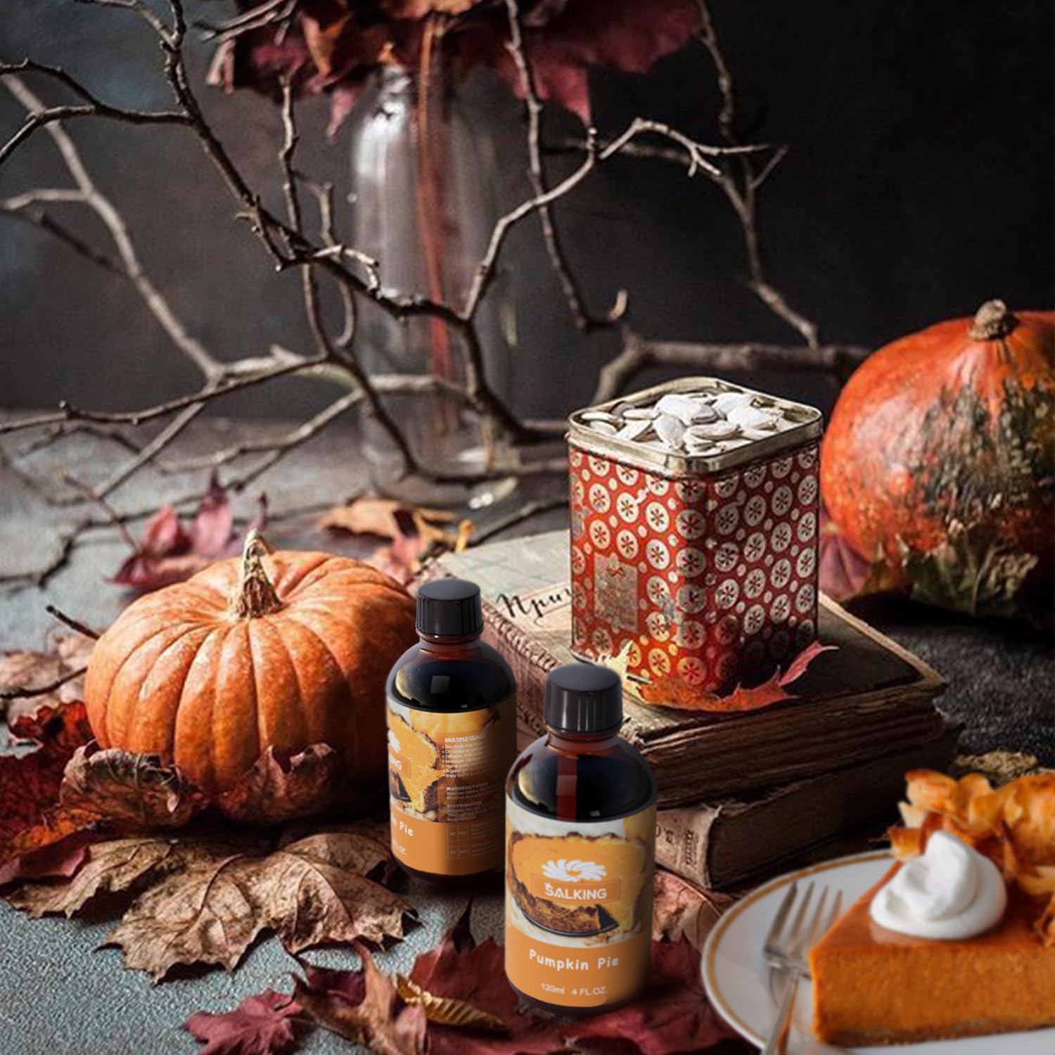 SALKING Aceite aromático de pastel de calabaza, 4.1 fl oz (4 onzas líquidas), aceites esenciales de alta calidad para difusor, aromas de velas para
