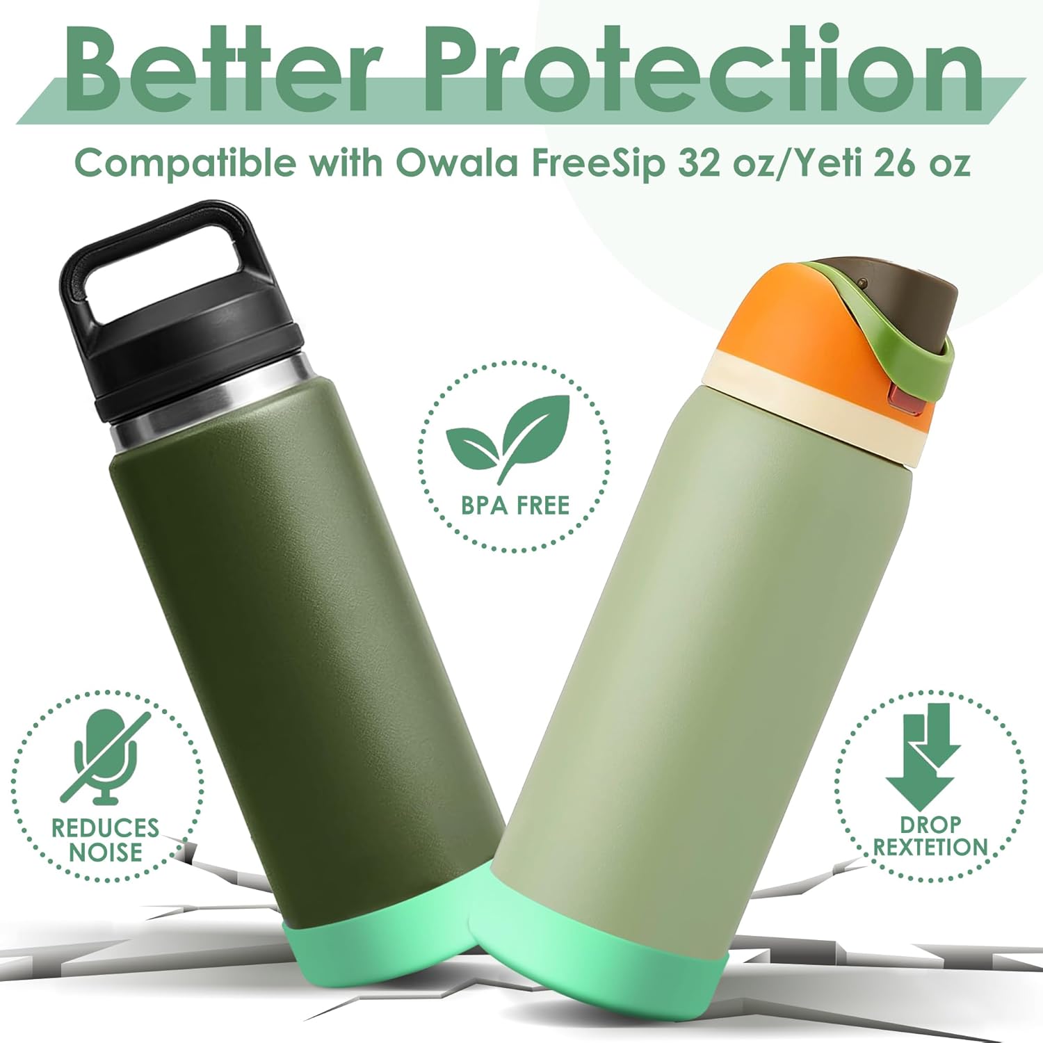 Funda para botella de agua, compatible con Owala, Yeti, para accesorios para botellas de agua Stanley, funda para Owala FreeSip de 32 onzas, Yeti 26