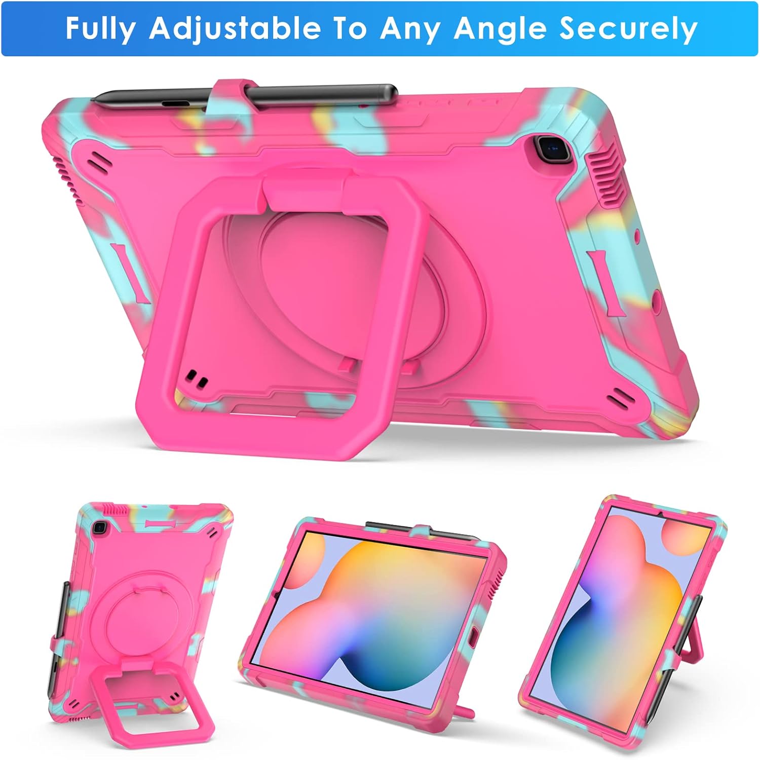 DETUOSI Funda para Samsung Galaxy Tab S6 Lite de 10.4″ 20202022 (modelo SM-P610P615P613P619) con soporte para bolígrafo, resistente a prueba de