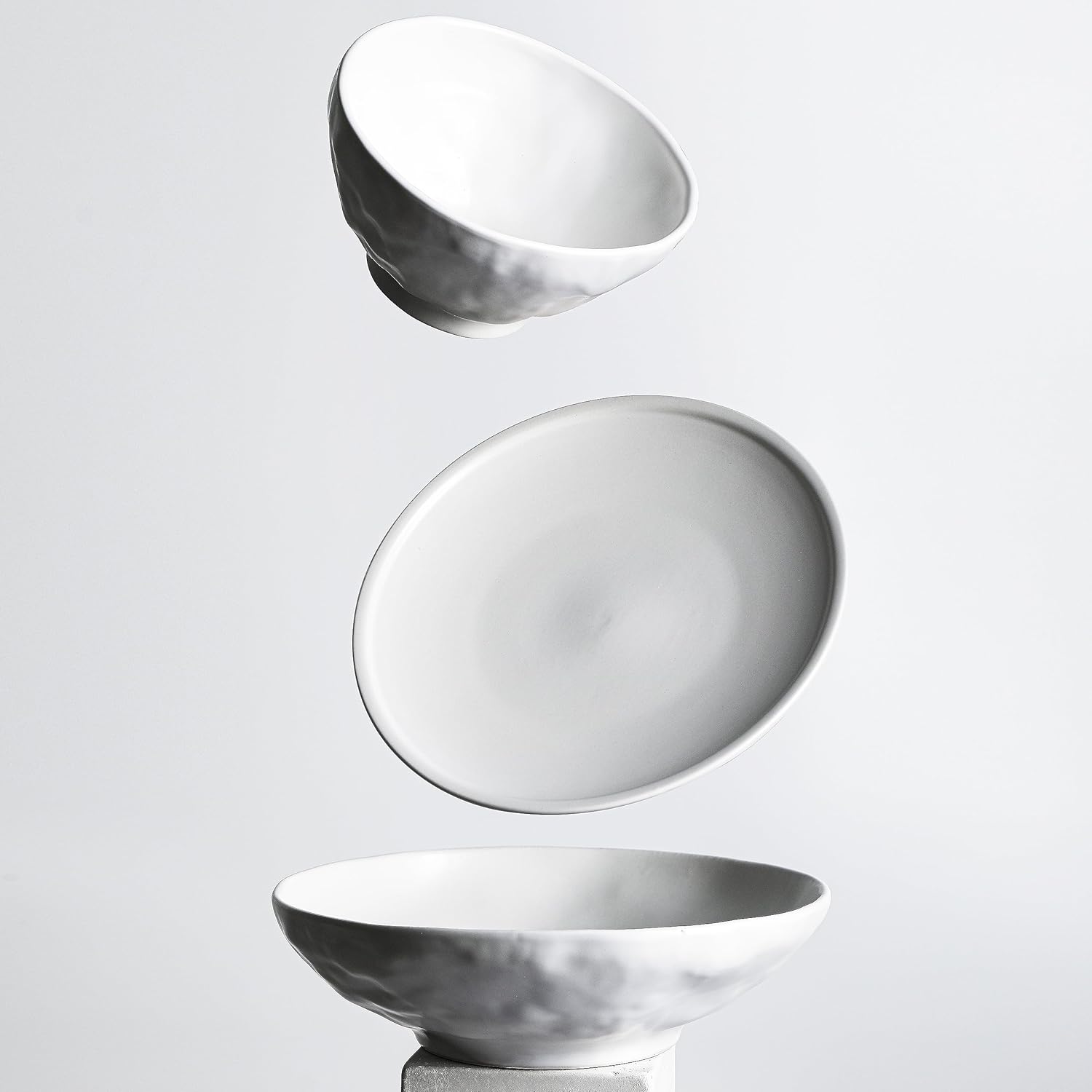 Nendo – Juego de vajilla de cerámica, 16 piezas, servicio para 4, color blanco