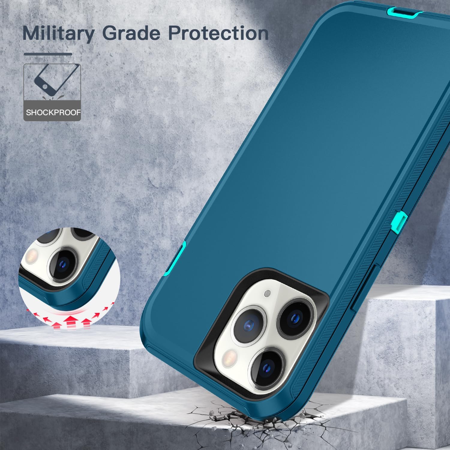 Hucasok Funda para iPhone 12 Pro Max, a prueba de golpes, resistente, protección de cuerpo completo, resistente al polvo y a las caídas, funda de 3