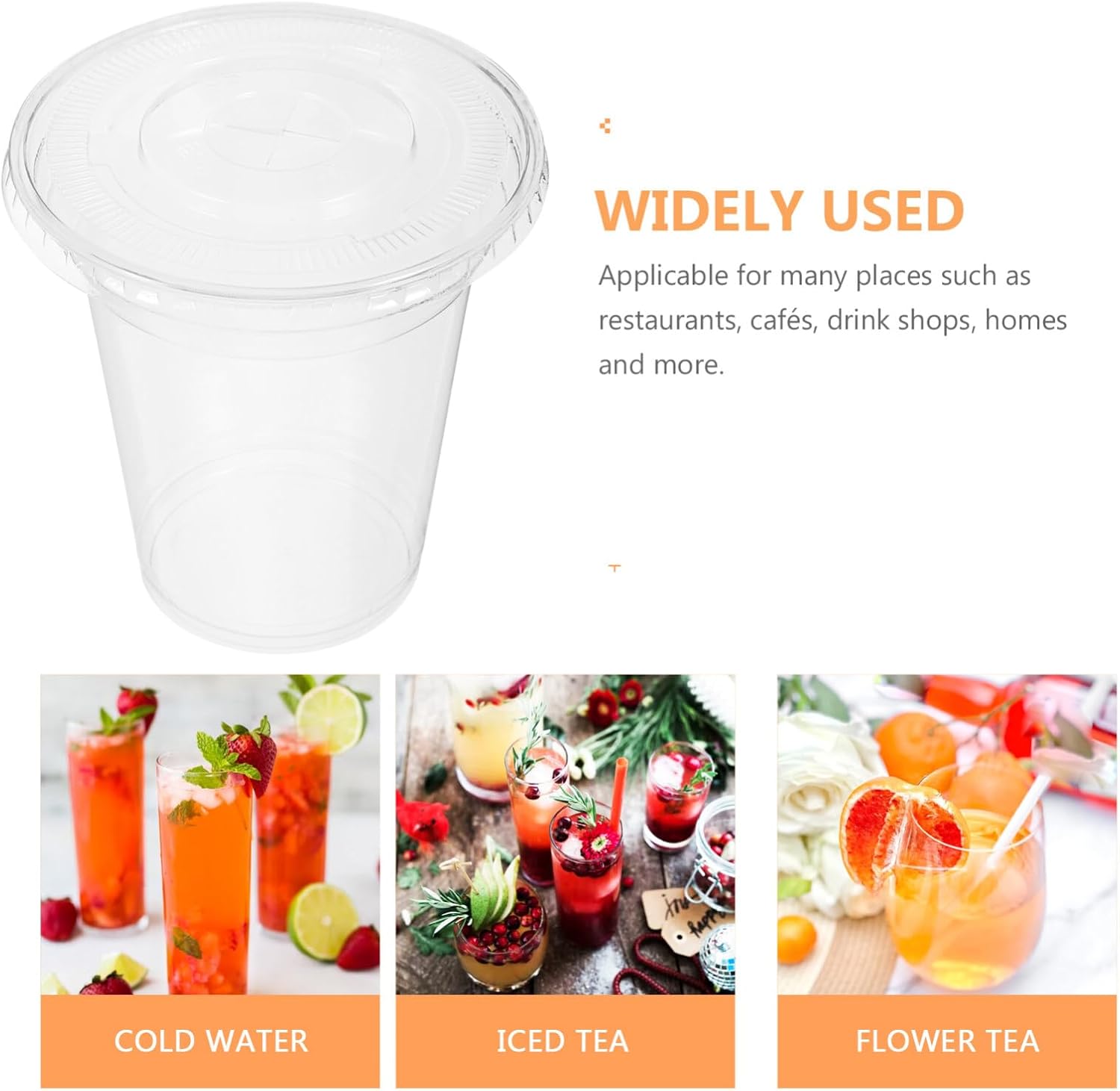 Kichvoe 10 tazas de plástico desechables taza de café con tapa tazas desechables transparentes tazas transparentes taza de plástico con tapa tazas