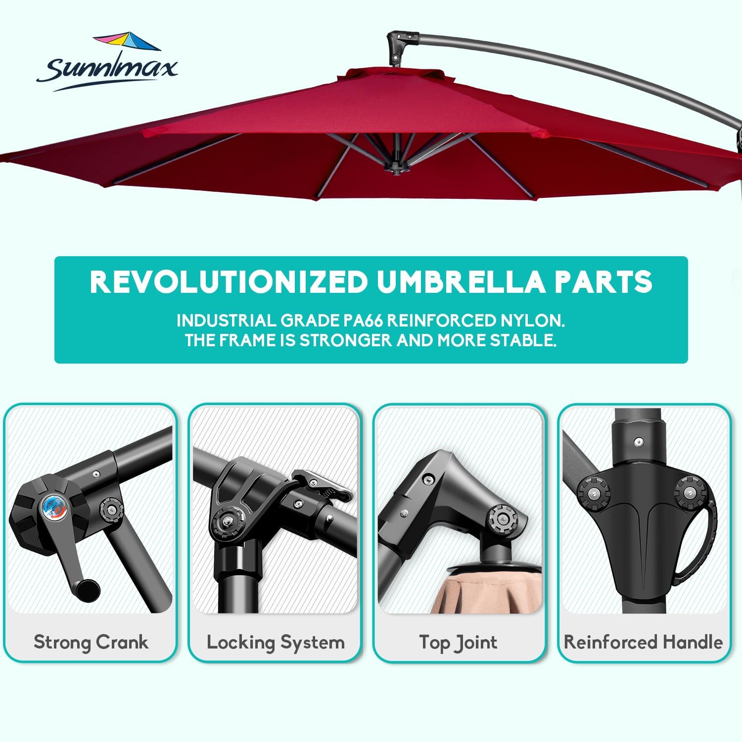 Sombrilla de patio con base incluida, sombrilla de 10 pies para jardín con 8 varillas y resistente a los rayos UV