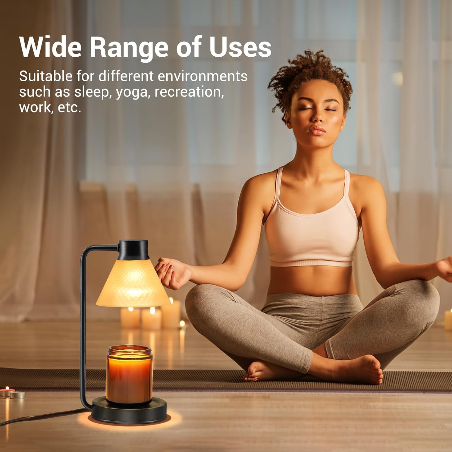 Atapeas Lámpara calentadora de velas, calentador eléctrico de lámpara de vela con regulable y temporizador para velas perfumadas en frascos, luz