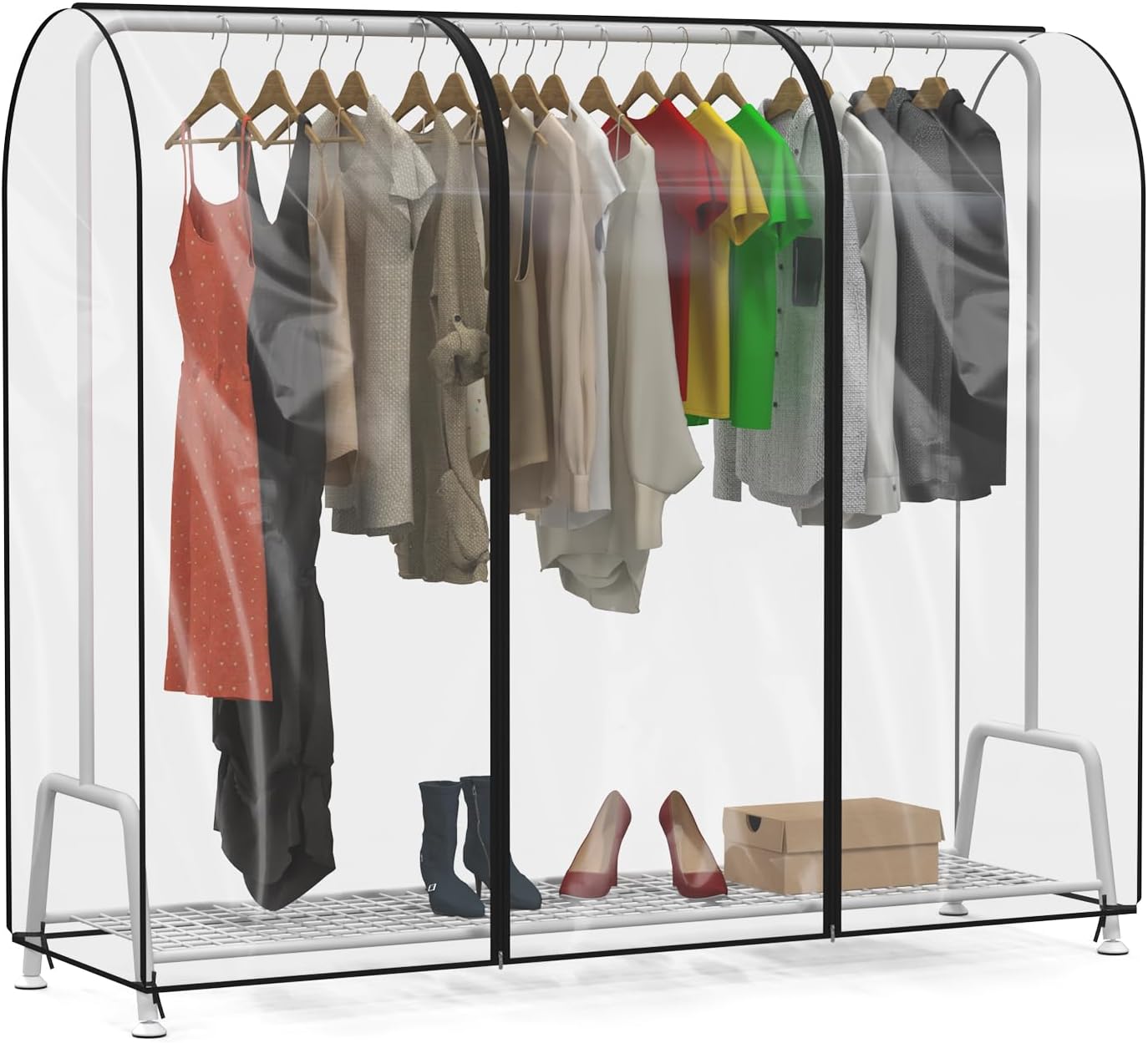 Zilink Funda transparente para perchero, 6 pies, transparente, impermeable, con 2 cremalleras duraderas para perchero (72 pulgadas de largo x 20