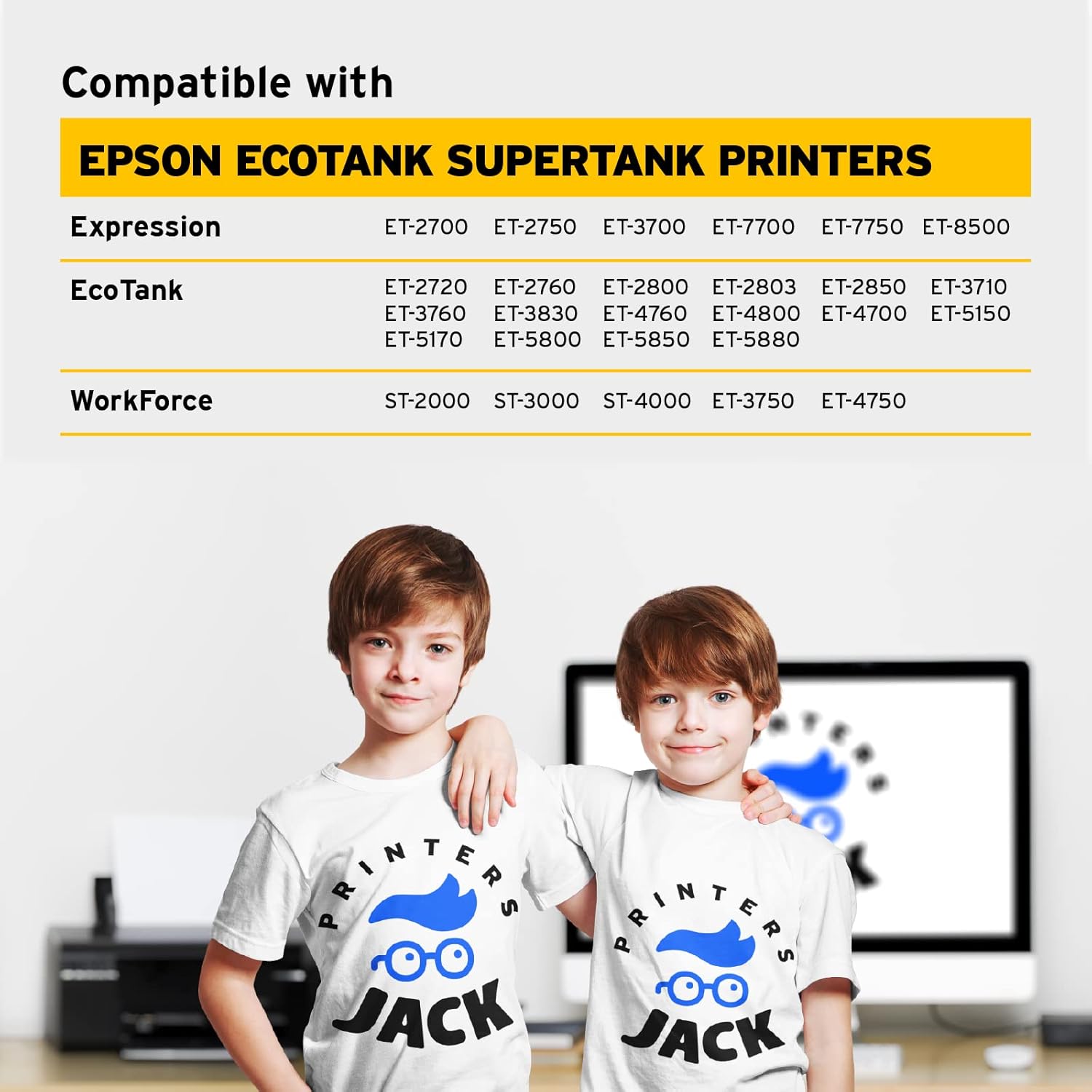 Printers Jack Recambio de tinta de sublimación 4.7 fl oz x 4 para impresoras Epson EcoTank Supertank ET-2720 ET-2760 ET-2750 ET-4700 ET-3760 18.9 fl