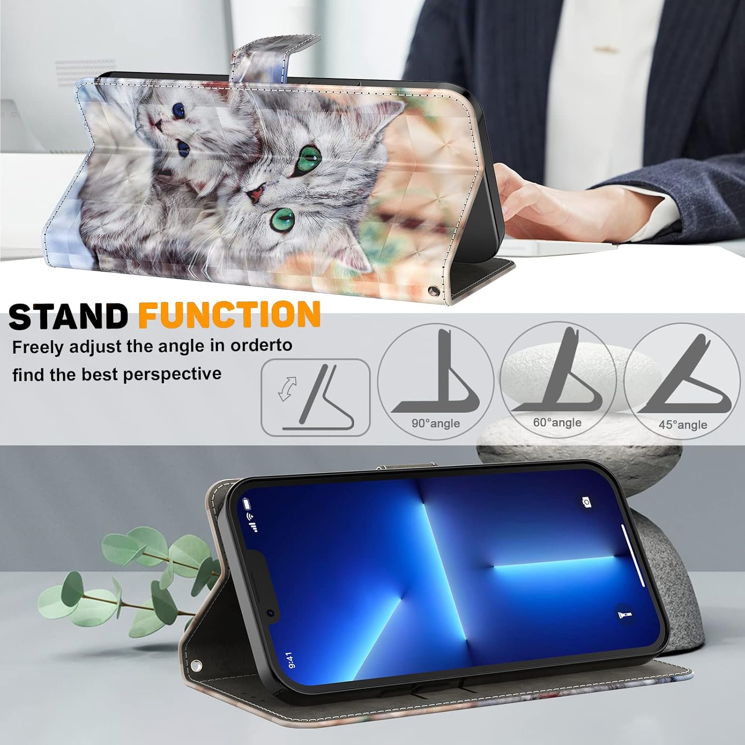 ALILANG Funda de teléfono para Samsung Galaxy A22 5G, soporte magnético con tapa de piel sintética con tarjetero protector a prueba de golpes para