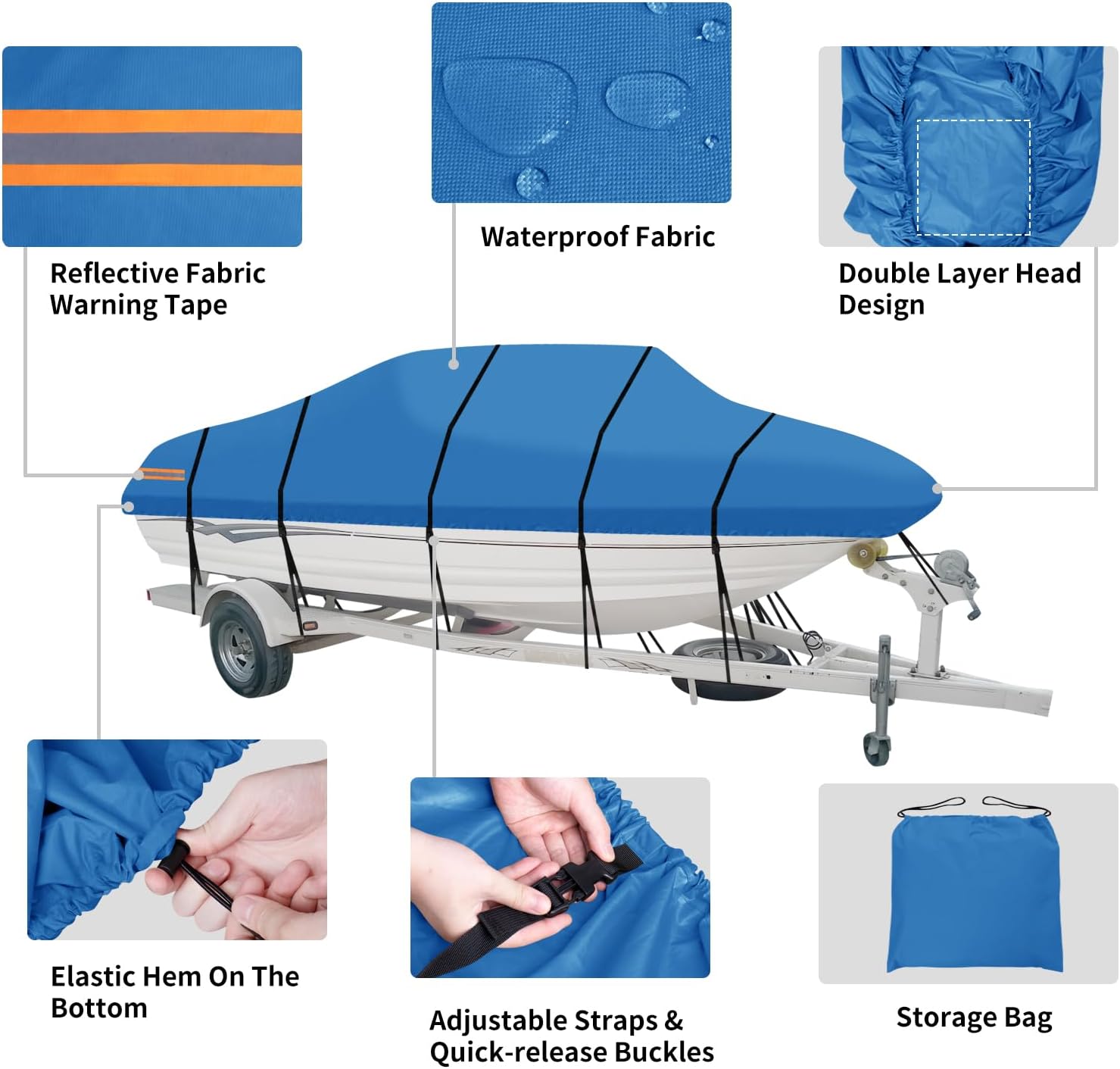 Easy-Going Trailerable – Cubierta impermeable para lancha de hasta 17-19 pies de largo x 96 pulgadas de ancho, resistente a los rayos UV, cubierta