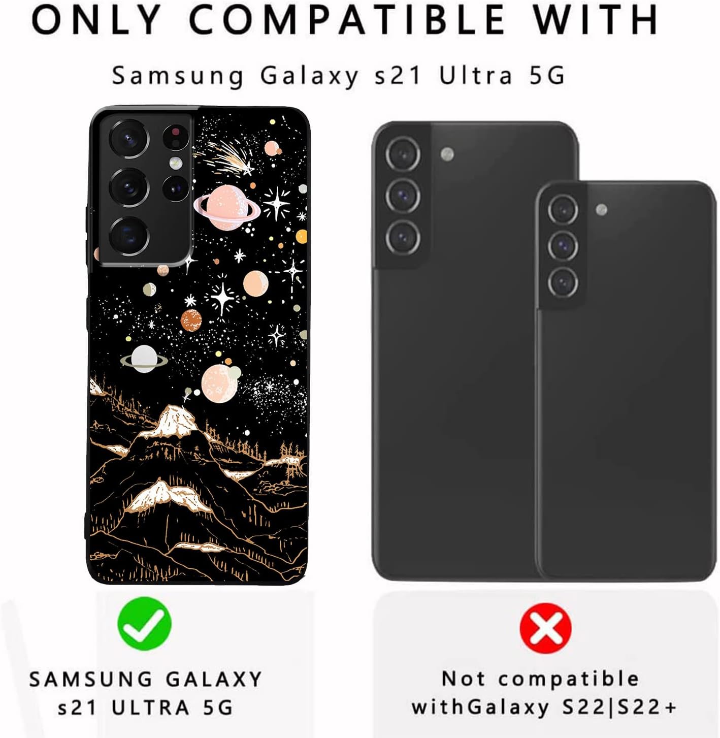 Funda compatible con Samsung Galaxy S21 Ultra, diseño de patrón estético espacial retro, protección de cuerpo completo a prueba de golpes para