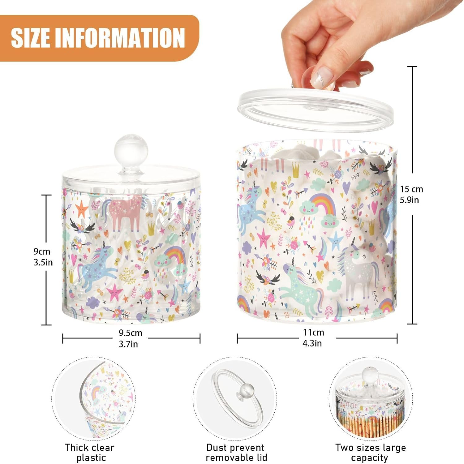 Unicorns Jars with Lids Storage Jars Bathroom Canisters Laundry Pods Container Cotton Ball Holder for Dorm Room Essentials for College Students Girls