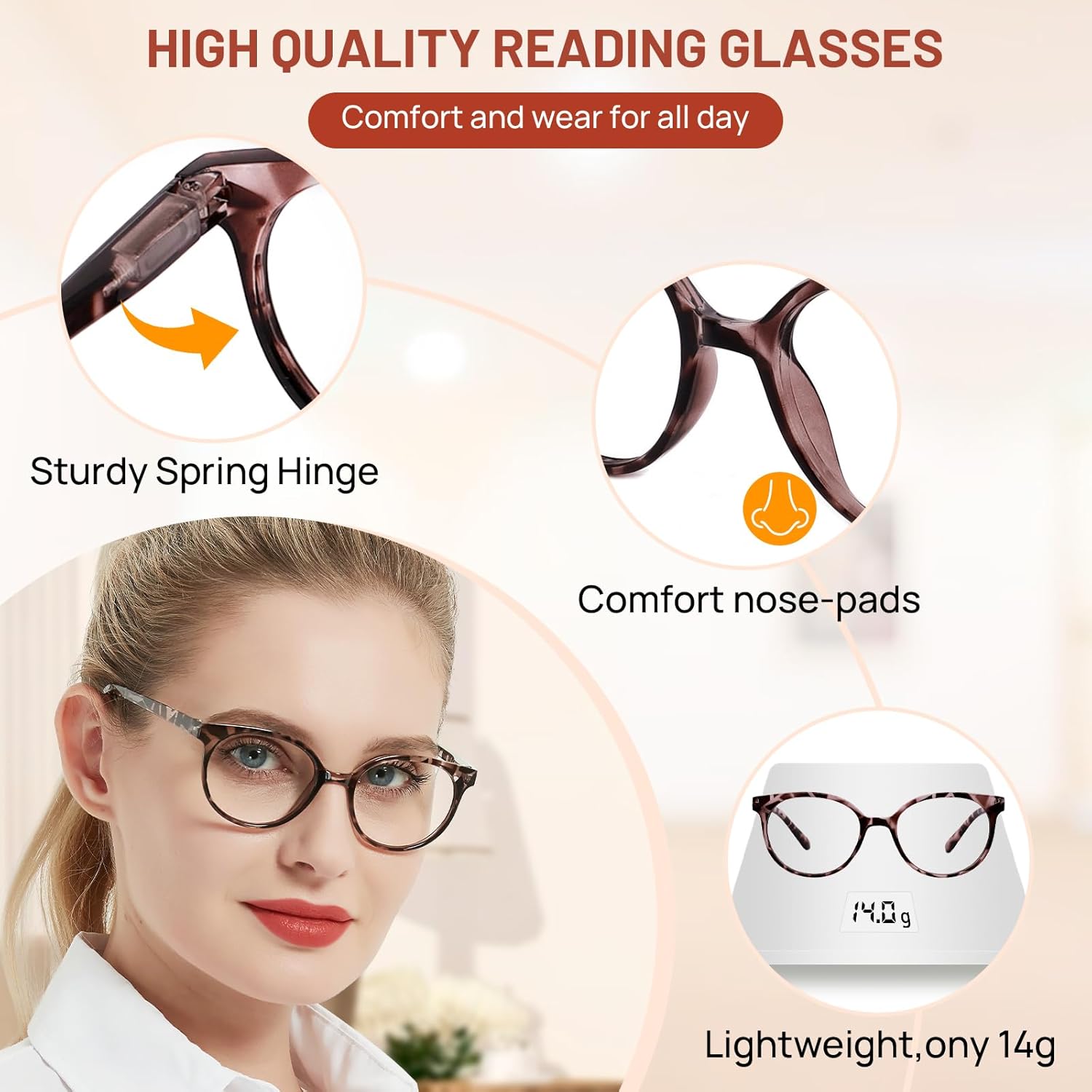 OCCI CHIARI Anteojos de lectura estrechos para mujer, coloridos, lindos lectores para cara pequeña (Tortoise 5.0+) 1.0 1.25 1.5 1.75 2.0 2.25 2.5