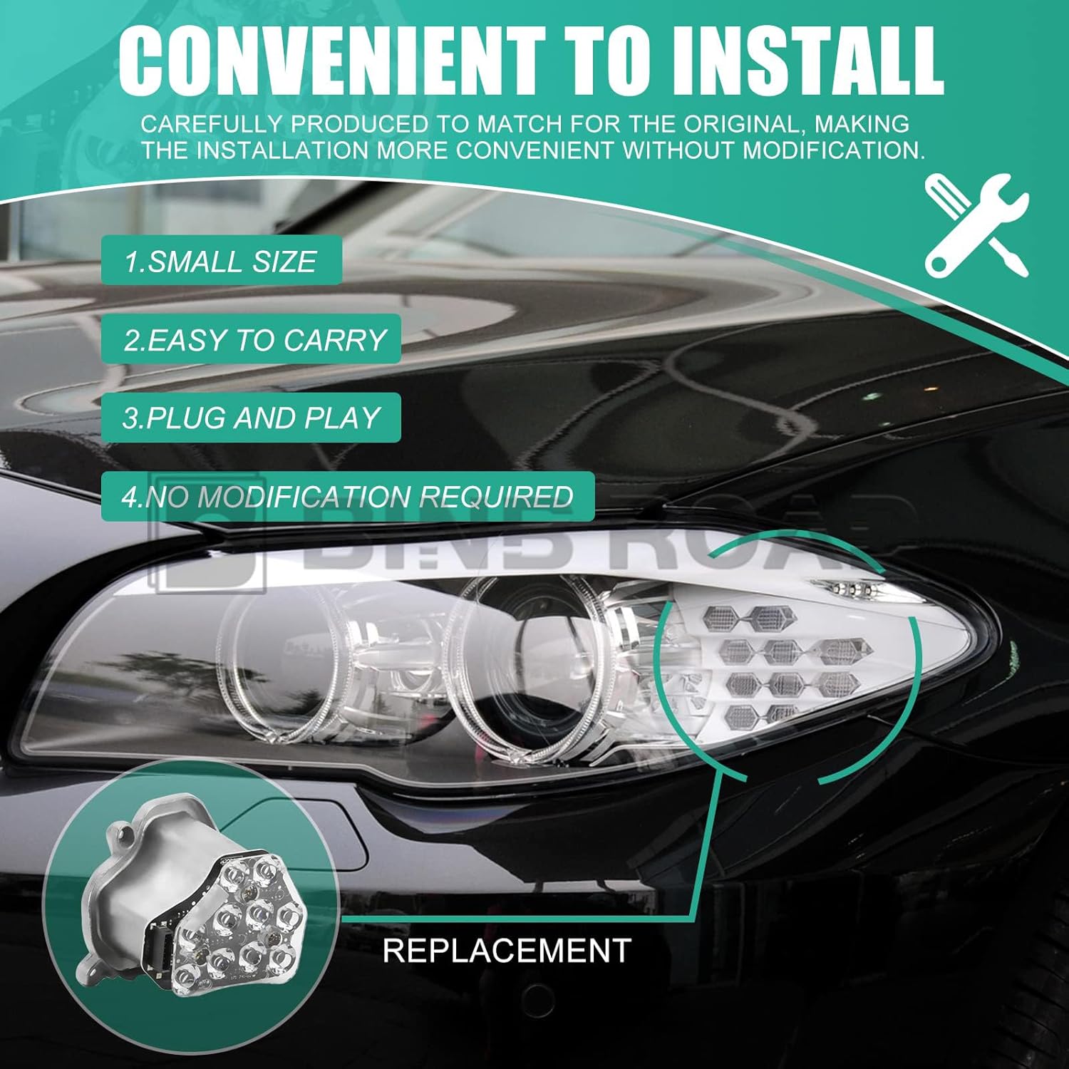 BINB ROAD Módulo de faros LED de señal de giro izquierdo y derecho 63117271901 + 63117271902 compatible con BMW 520i 525i 530i F10 F18 2009-2013