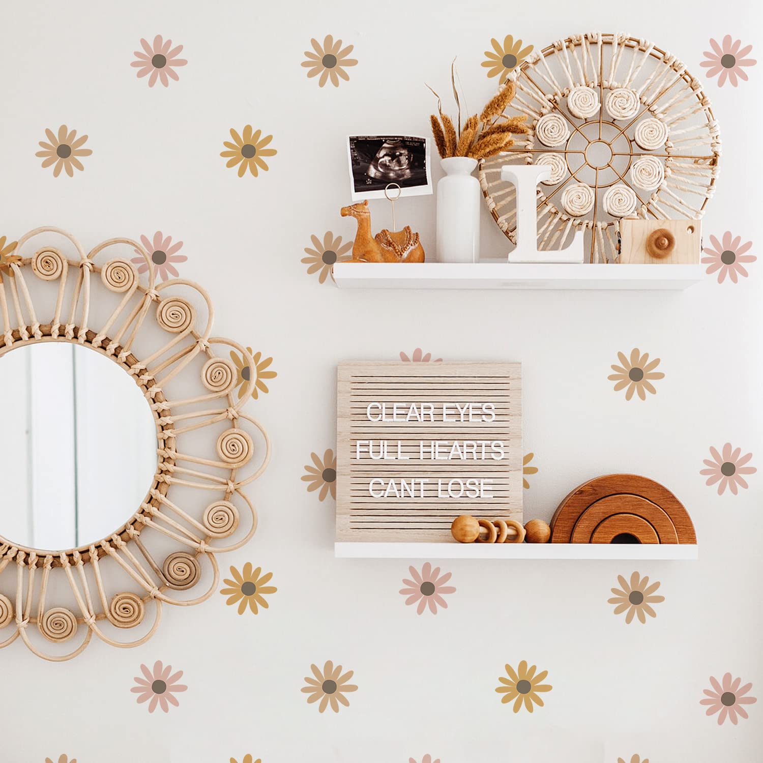 Calcomanías de pared con diseño de margaritas, 72 unidades, para habitación de niñas, sala de juegos, guardería, calcomanías de pared de margaritas
