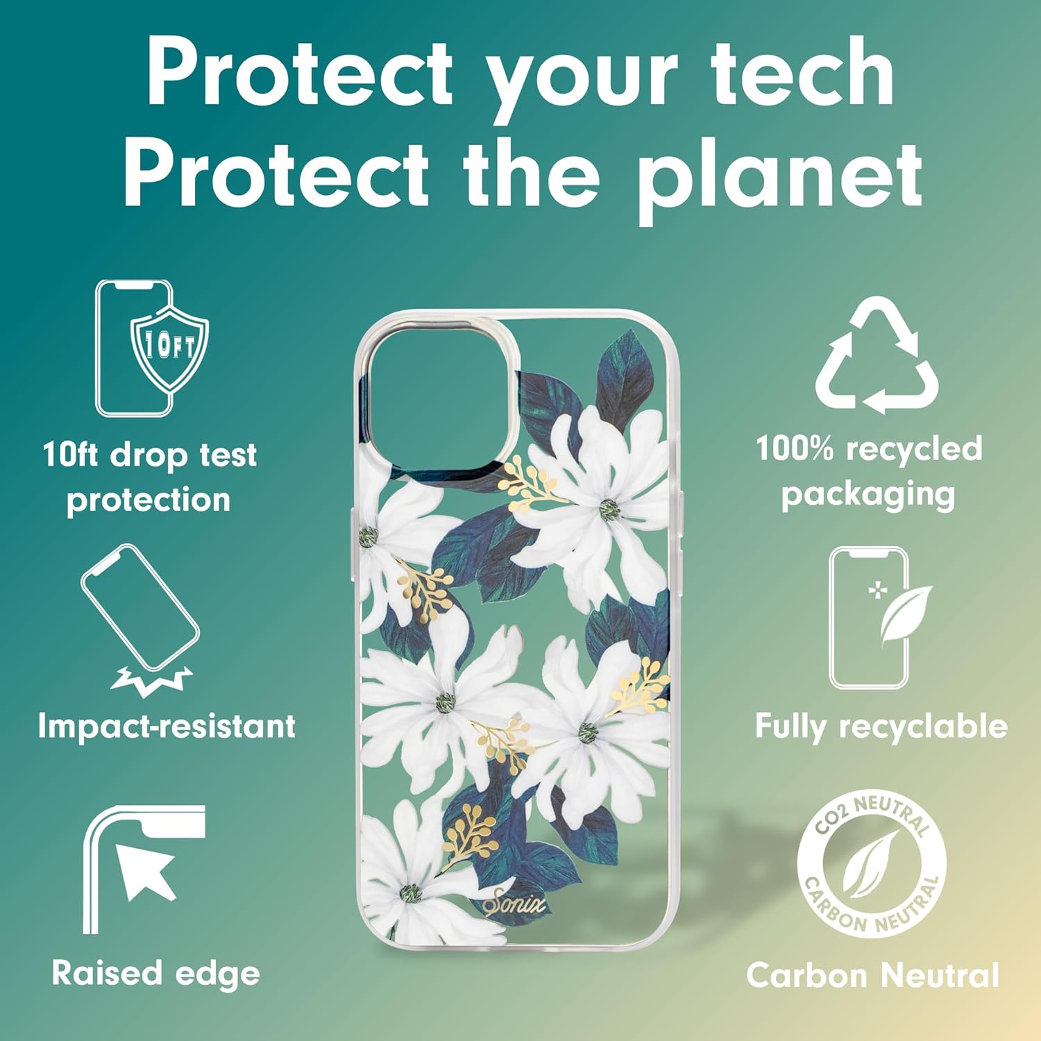 Sonix – Funda floral para iPhone 15, 14, 13, compatible con MagSafe, probada contra caídas de 10 pies, modelo Delilah (flor de dalia)