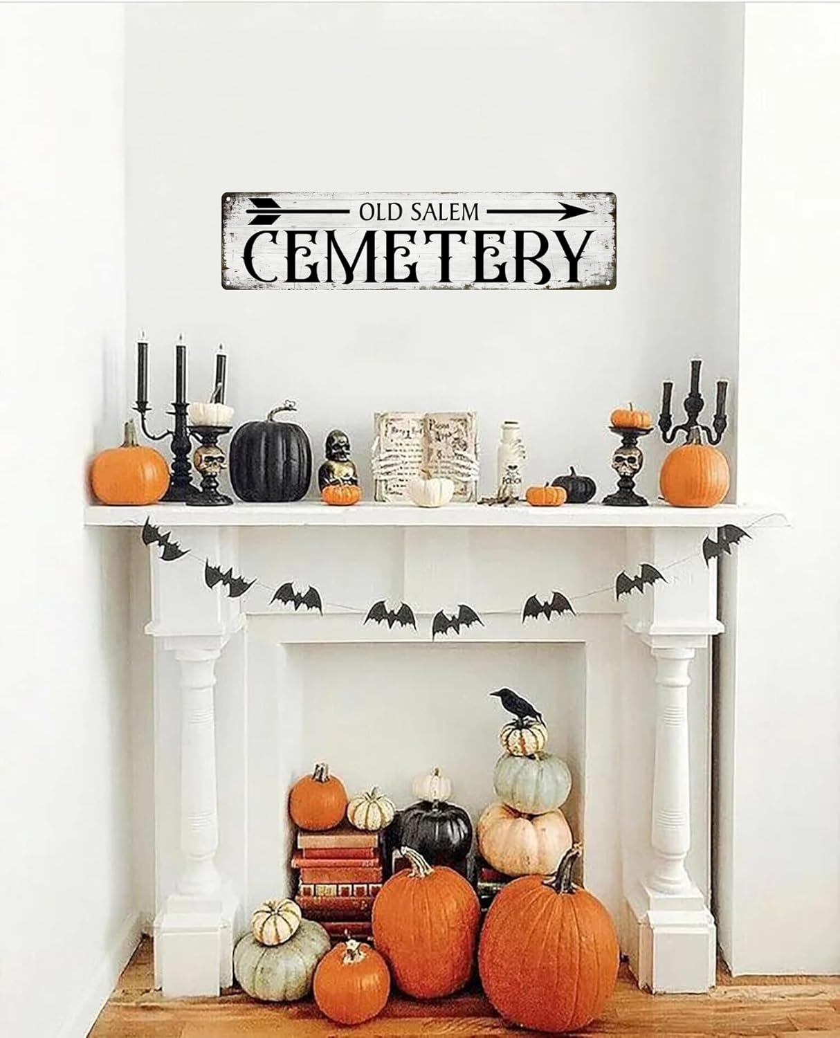 Letrero de metal vintage para cementerio de Salem, decoración de bruja gótica de Halloween, para cafetería, bar, cocina, 4 x 16 pulgadas