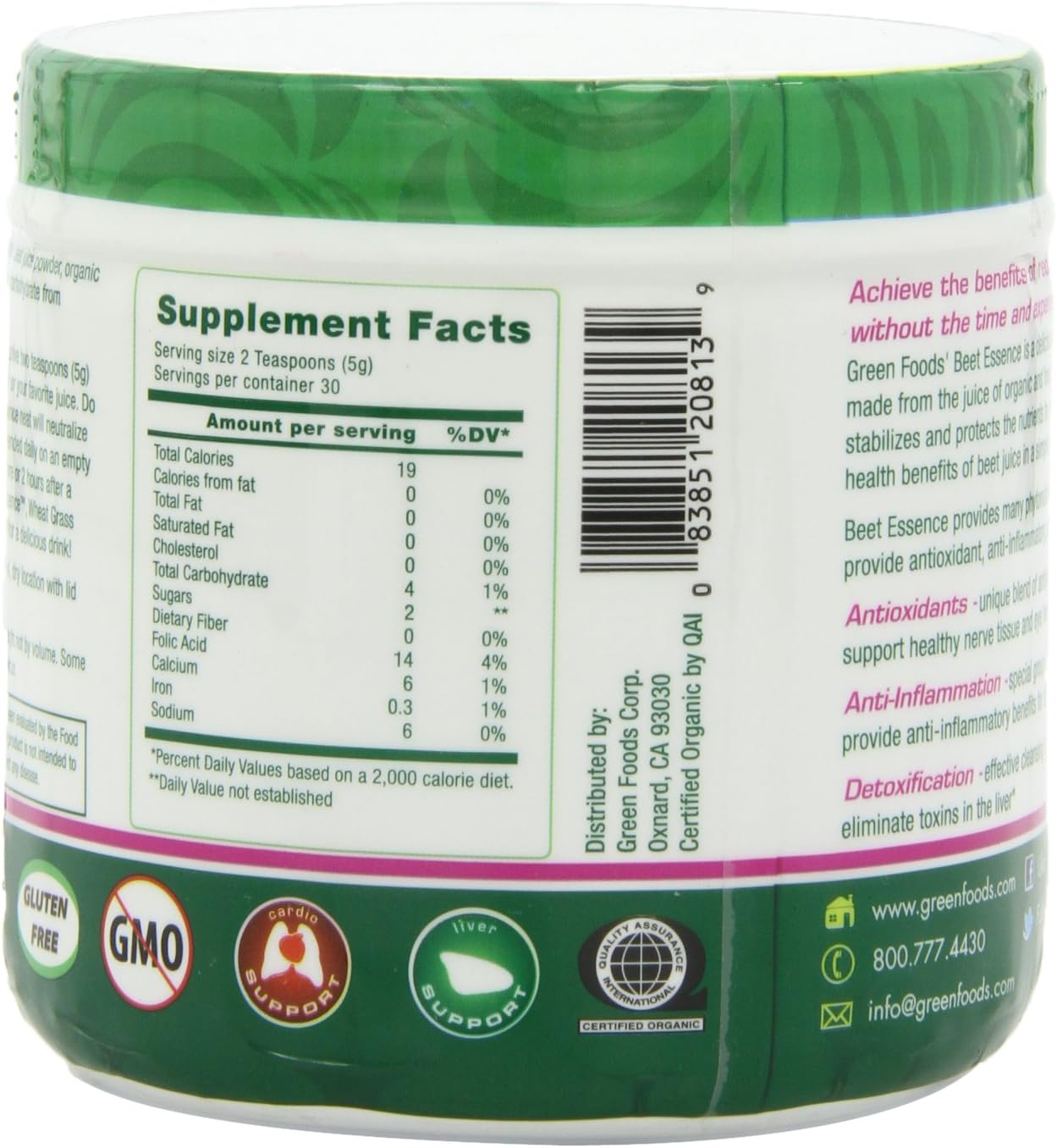 Green Foods Esencia de remolacha, 5.3 onzas