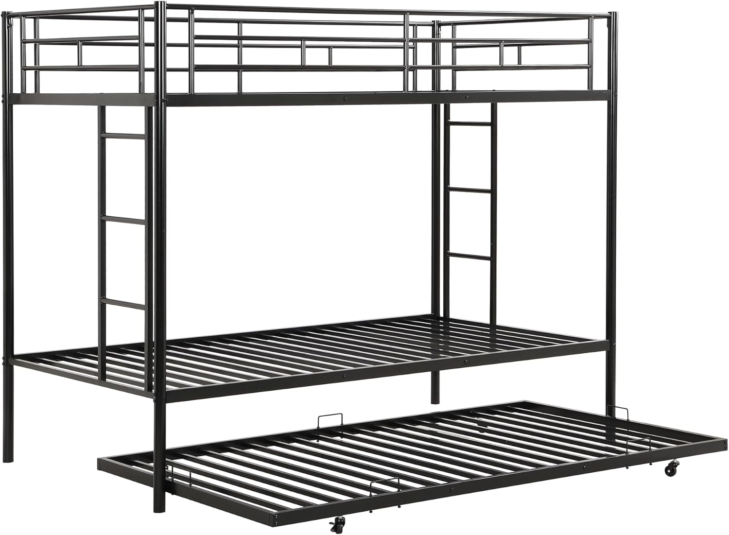 Merax Litera individual sobre cama individual con nido, marco de litera de metal con riel de protección resistente y 2 escaleras para dormitorio,