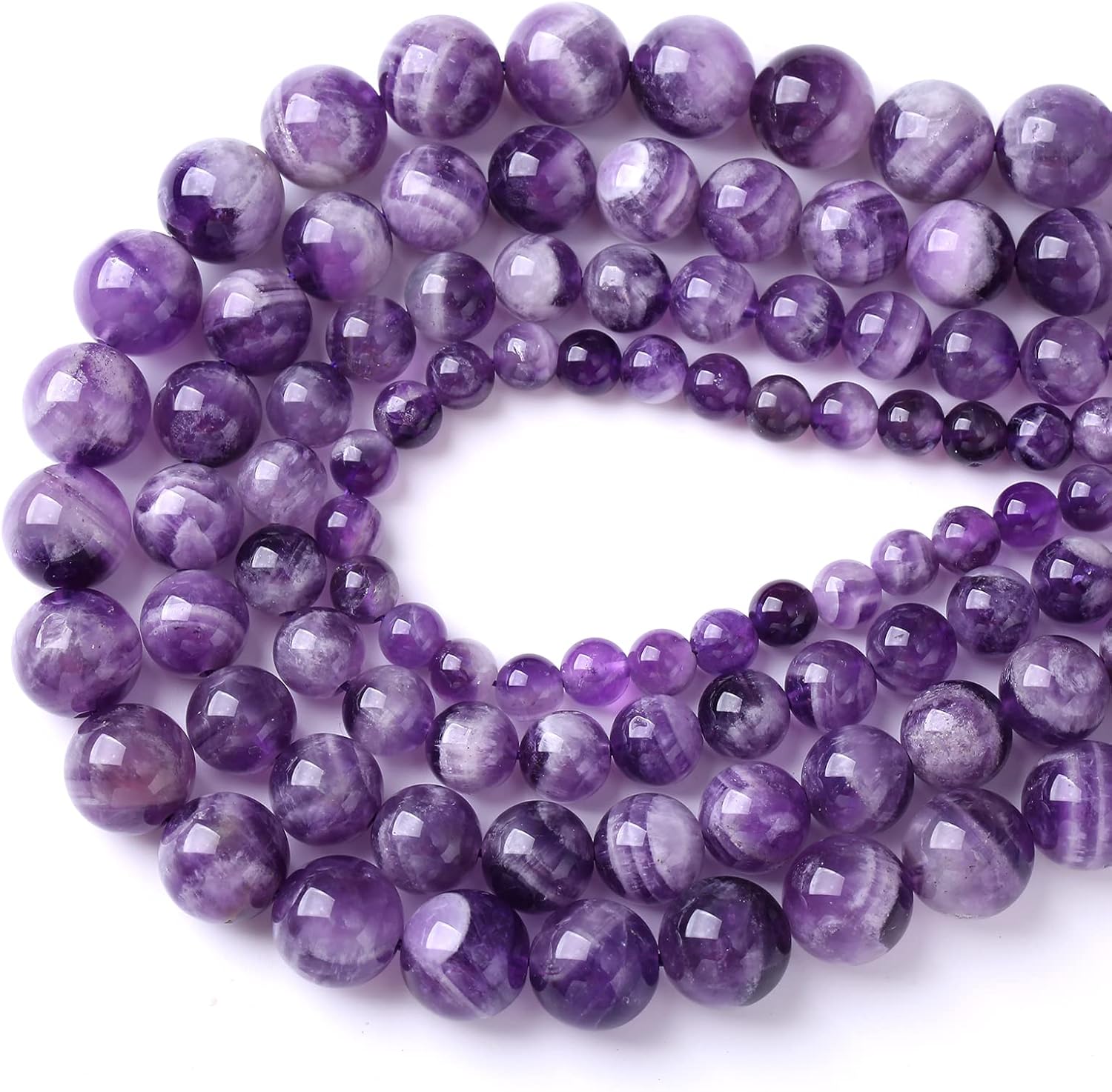 86 cuentas de encaje de sueño de amatista morada de 0.157 in, cuarzo natural, piedra curativa energética, cuentas sueltas para hacer joyas,