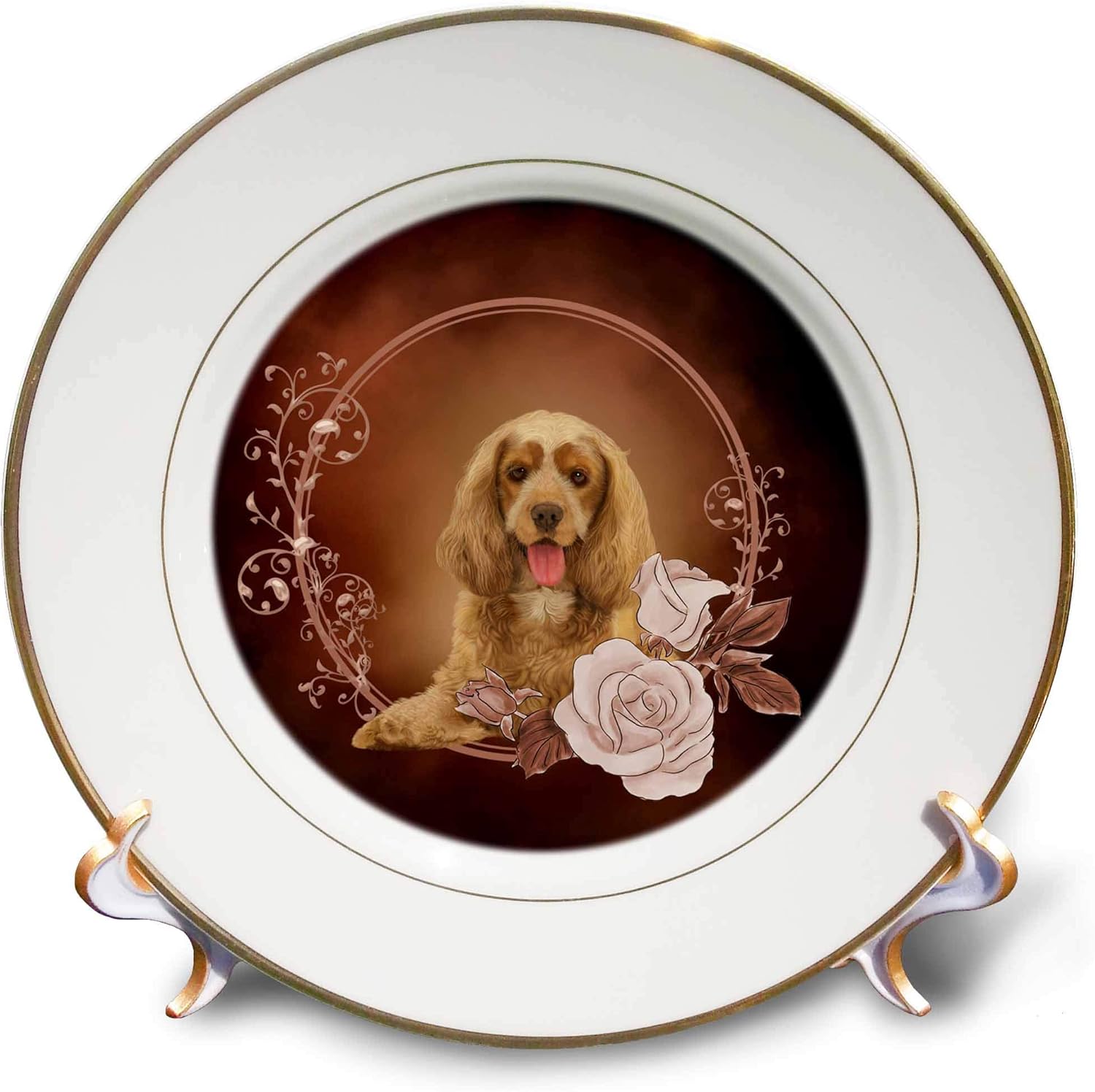 3dRose Heike Köhnen Design Animal  Hermoso Cocker Spaniel  Platos (cp_310282)