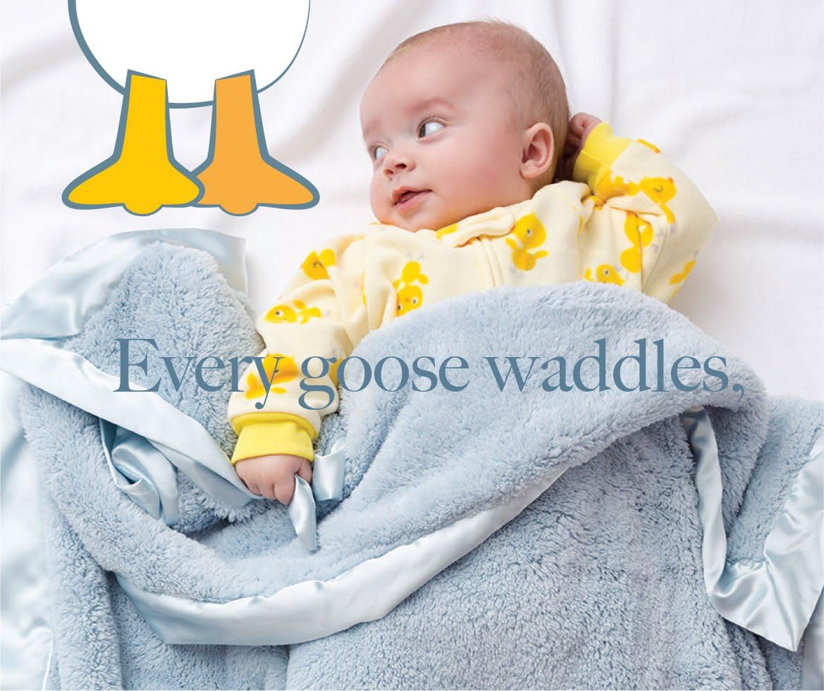 GooseWaddle Manta de bebé de lujo, sedosa y suave, con ribete de satén, 100% poliéster, lavable a máquina, calmante para guardería o cuna (29 x 35