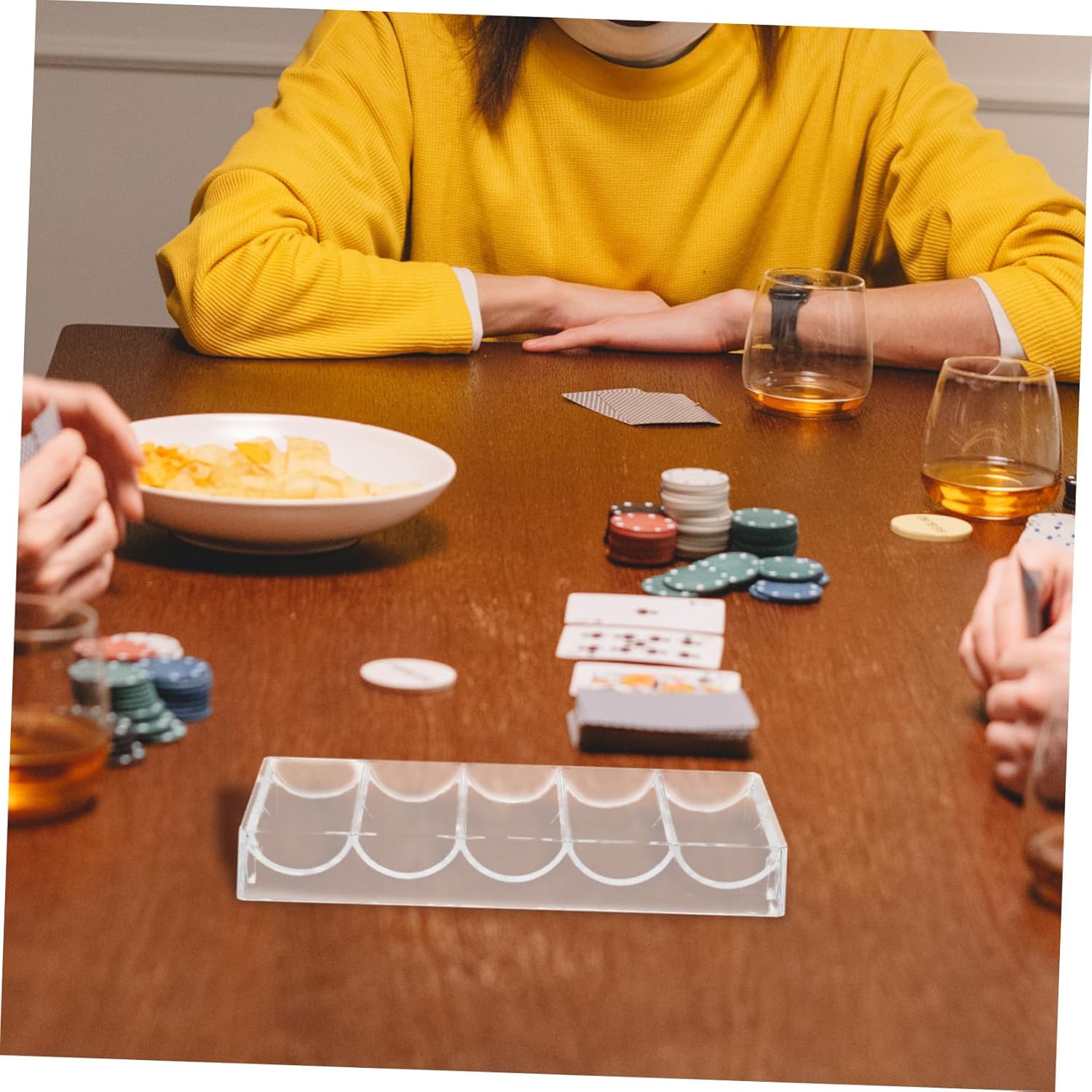 SAFIGLE Chips Portátiles Poker Chip Holder Hogar Poker Chip Bandeja Poker Caja de chip Transparente Caja de chip Diario Chip Caja de chip Rack Caja