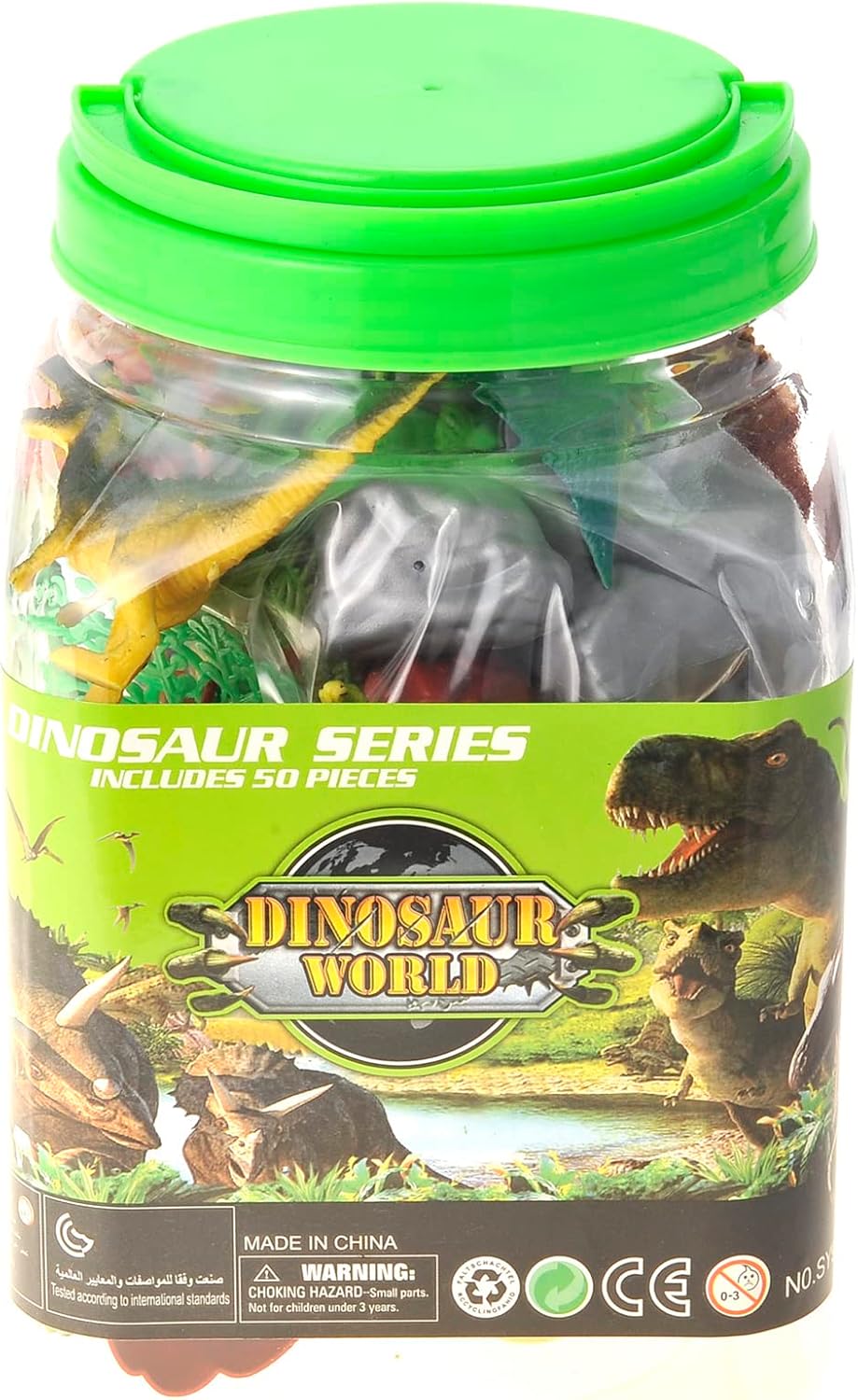 PowerTRC Juego de figuras de dinosaurio con árboles, rocas, tapete de juego y contenedor para niños y niñas  Crea un parque de dinosaurios con un