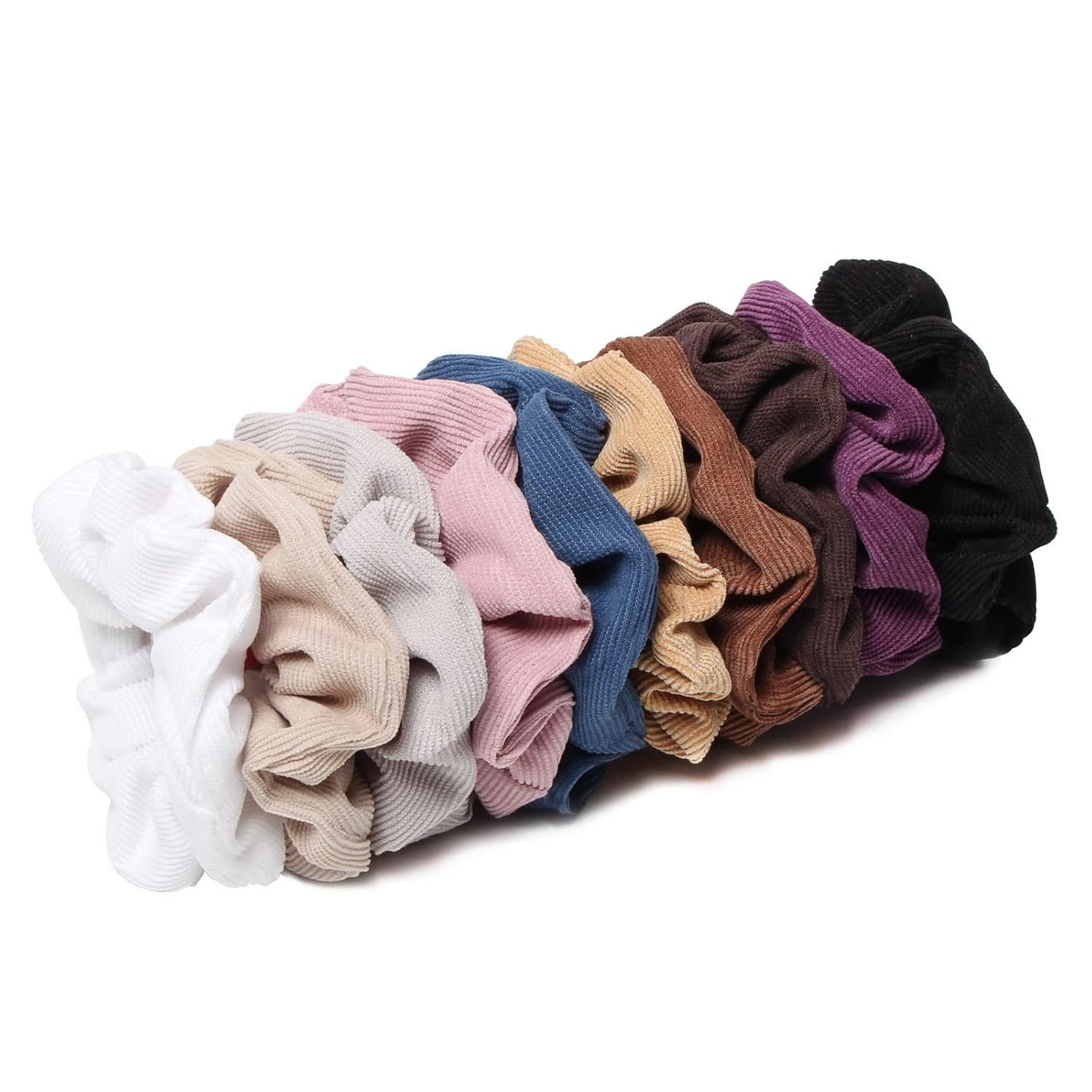 10 piezas de coleteros de cordury para mujer, con cordón medio, bandas elásticas para el cabello, ligas para el cabello de moda para cola de caballo