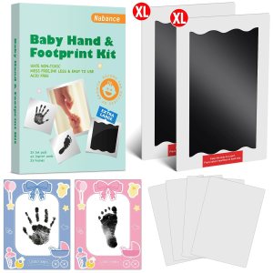 Kit de manos y huellas para bebé, almohadilla de tinta sin tinta para huellas de bebé, 2 almohadillas de tinta sin tinta de gran tamaño con 4 Kit de manos y huellas para bebé, almohadilla de tinta sin tinta para huellas de bebé, 2 almohadillas de tinta sin tinta de gran tamaño con 4