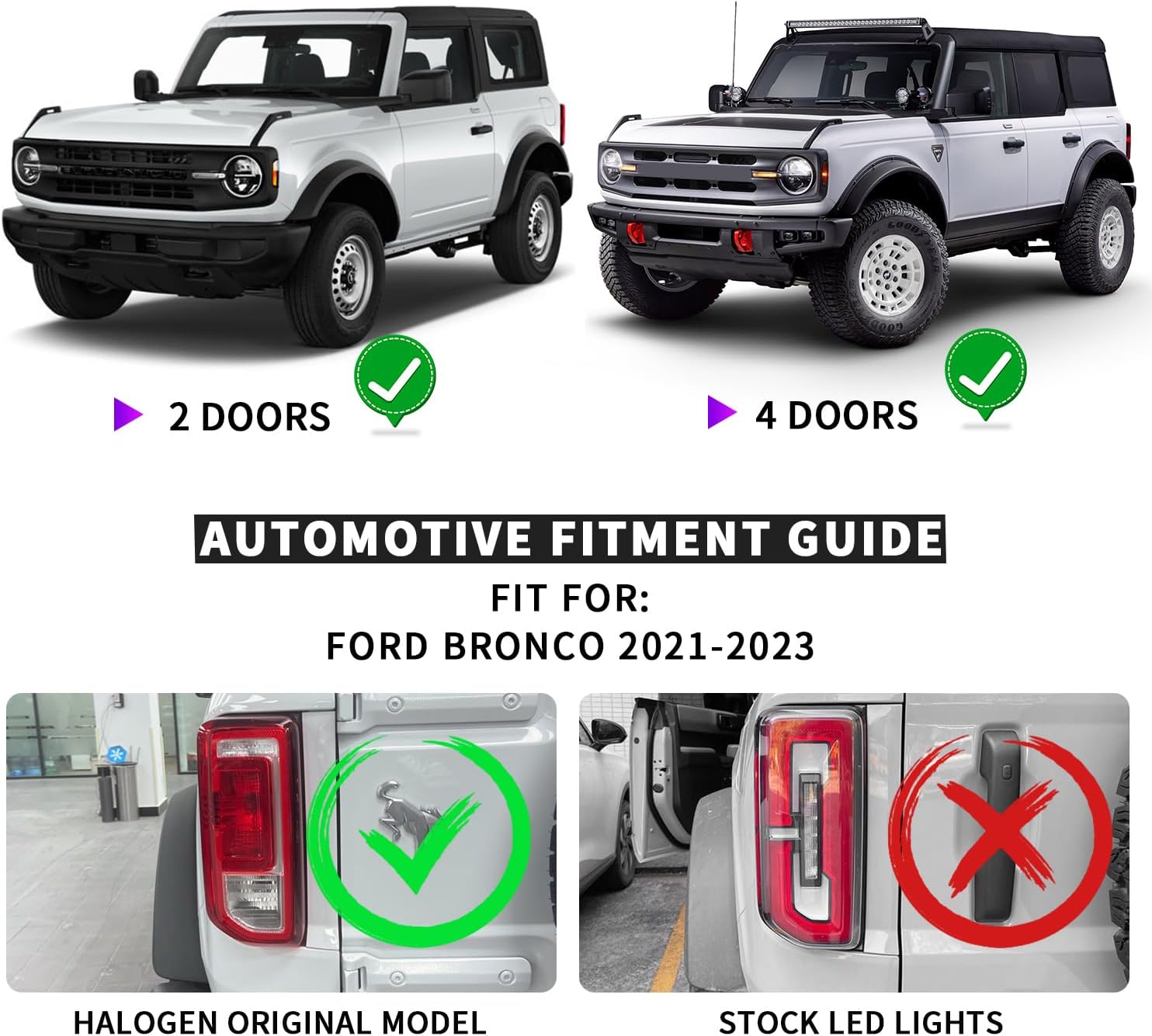 Conjunto de luz trasera para Ford Bronco 2021 2022 2023 OE estilo halógeno modelo de fábrica de repuesto (sin bombilla)