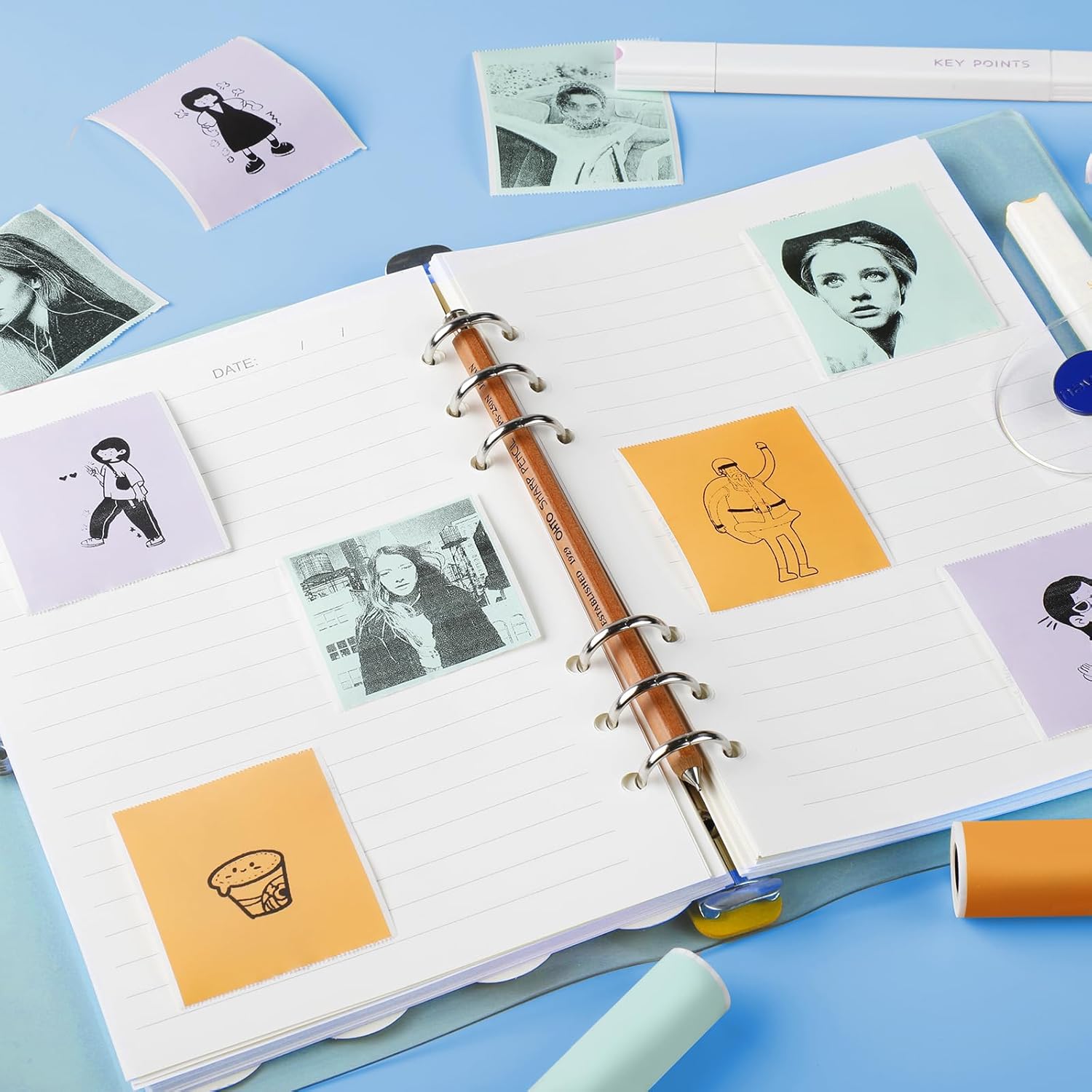 Zoolion Papel de impresora térmica, rollos de papel térmico autoadhesivos coloridos, papel adhesivo blanco para impresora M02XT02 de 20 años, papel
