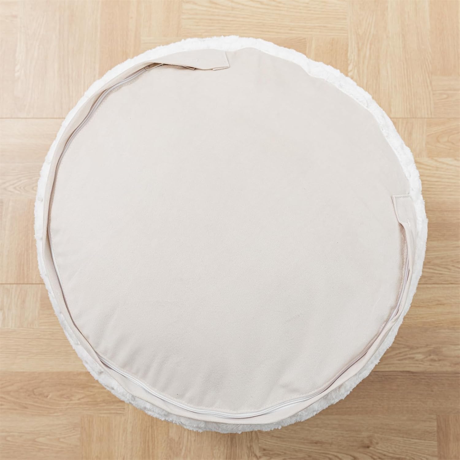 Puf otomano redondo de relleno de 20 x 20 x 12 pulgadas, otomano de piel sintética, reposapiés, taburete para debajo del escritorio, ideal para sala